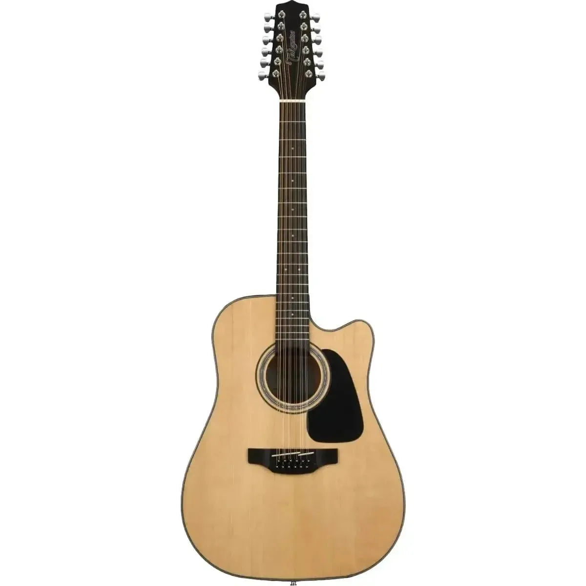 Takamine GD30CE-12 12-String Natural Acoustic Electric Guitar with cutaway and black pickguard.