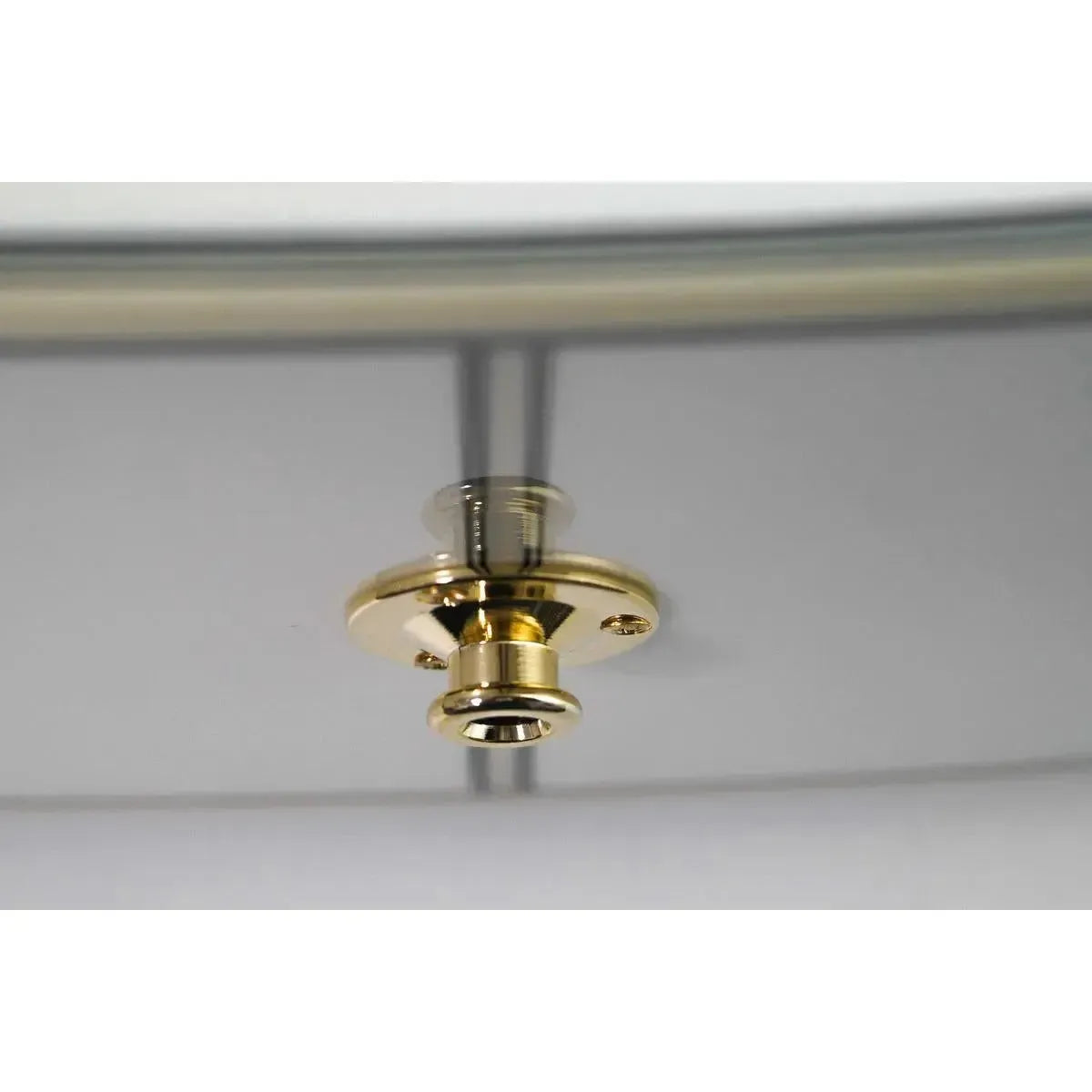 Close-up of a gold strap button on a pearl white Takamine GD37CE-12 PW Acoustic Electric Guitar.