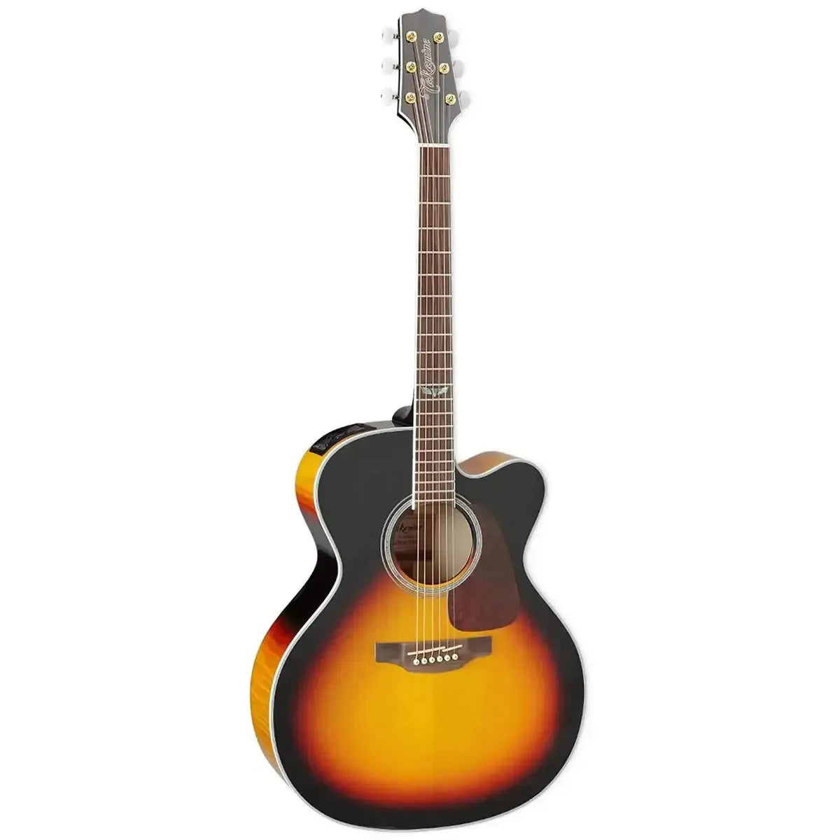 Takamine GJ72CE BSB acoustic-electric guitar with brown sunburst finish and cutaway body.