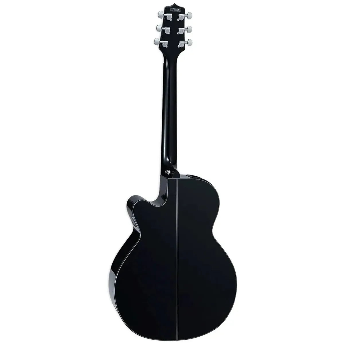 Takamine GN30CE BLK NEX acoustic-electric guitar, black, shown from the back with a glossy finish.