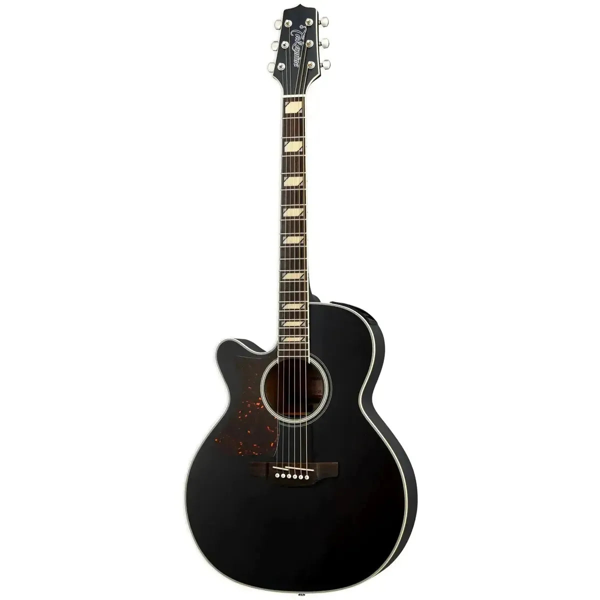 Left-handed Takamine GN73CELH SB acoustic-electric guitar with satin black finish and cutaway body.