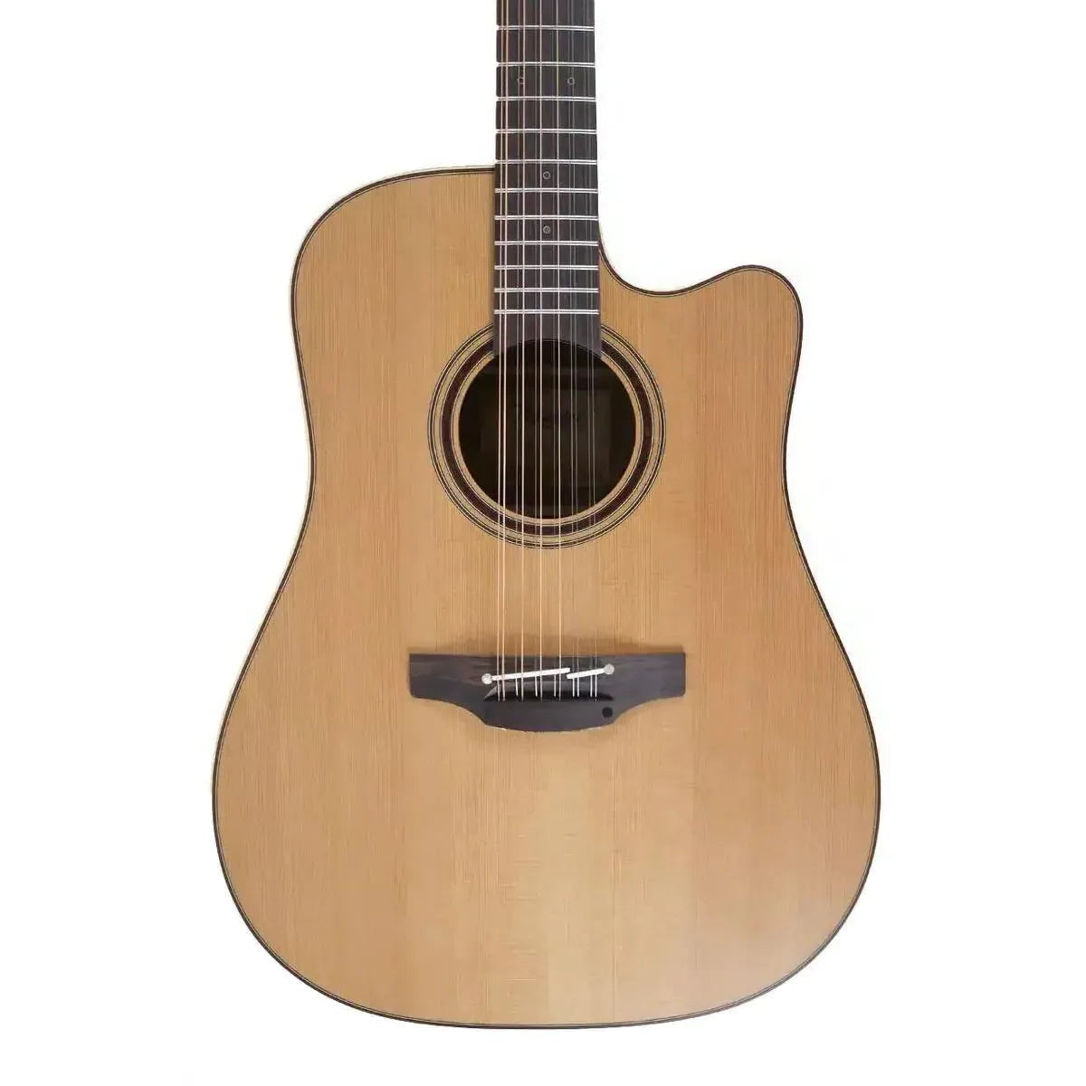 Takamine P3DC-12 12-string dreadnought acoustic-electric guitar with a light cedar top and dark bridge.