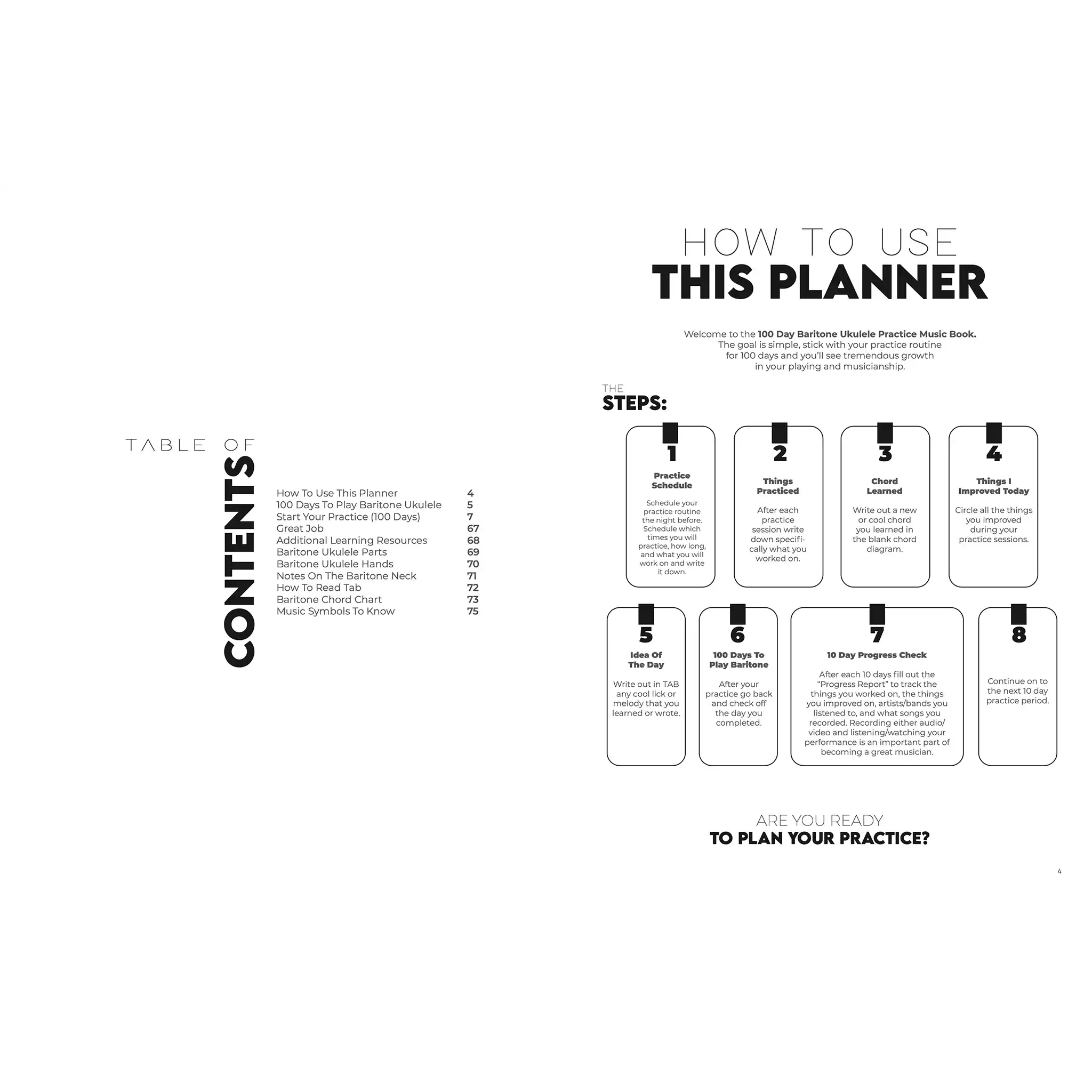 100DayBaritoneUkuleleMusicPracticeBook-inside1 | Terry Carter Music Store