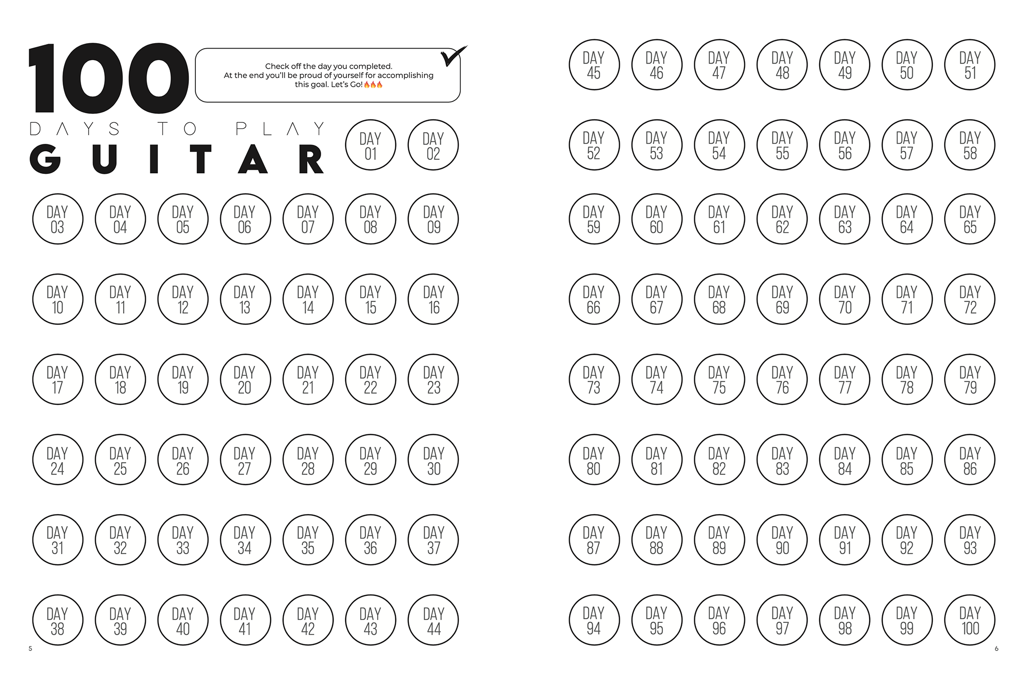 100 Day Guitar Music Practice Book