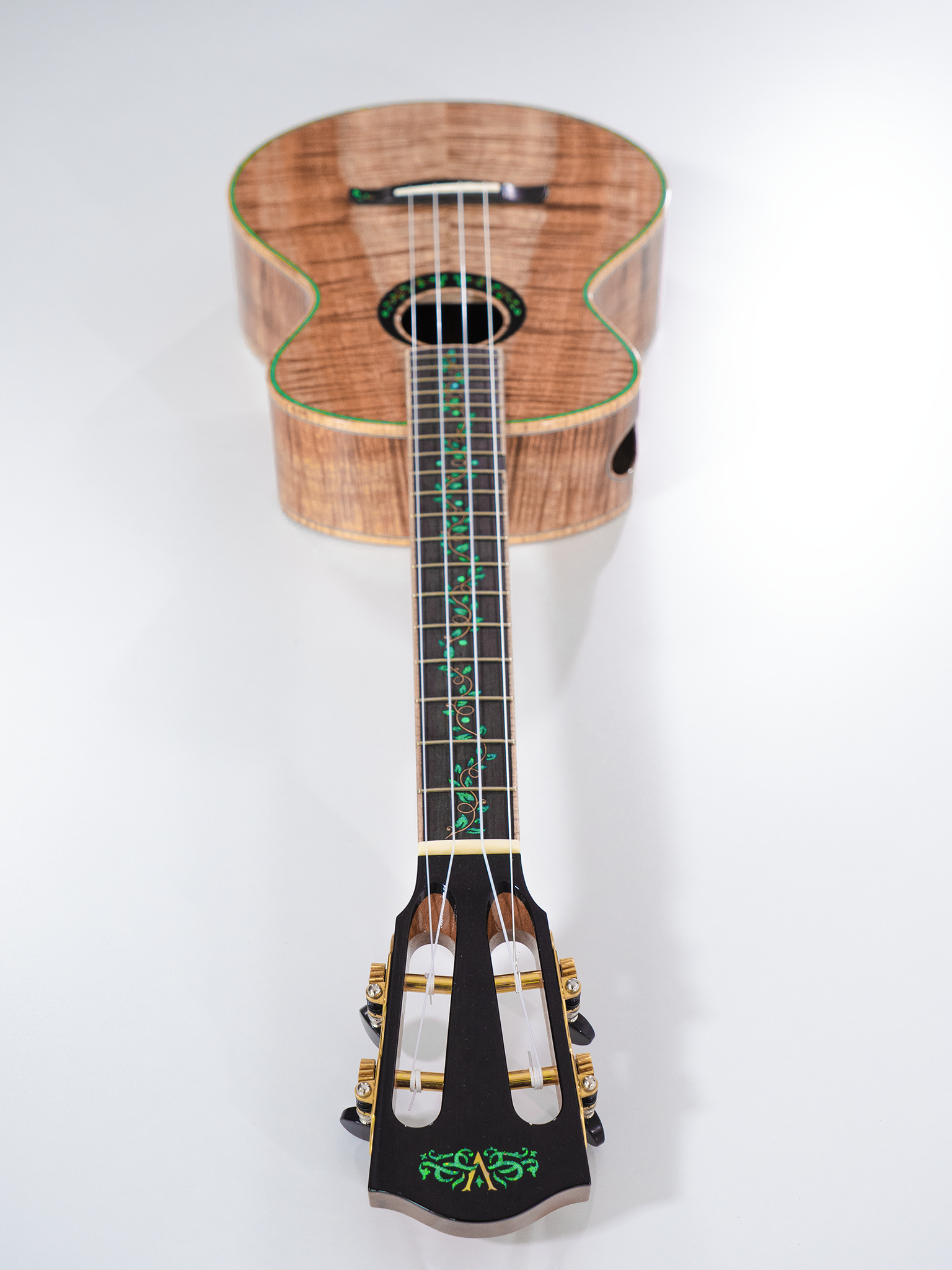 Eric Devine Custom Mastergrade White Koa Tenitone Ukulele "Eagle"