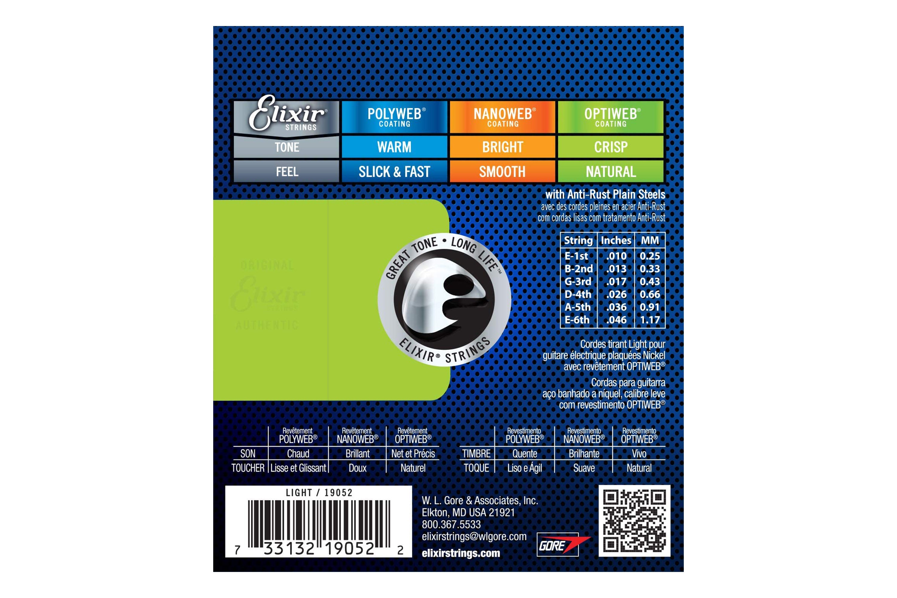 Elixir 19052 Optiweb Nickel Plated Steel Electric Guitar Strings - Light .010-.046