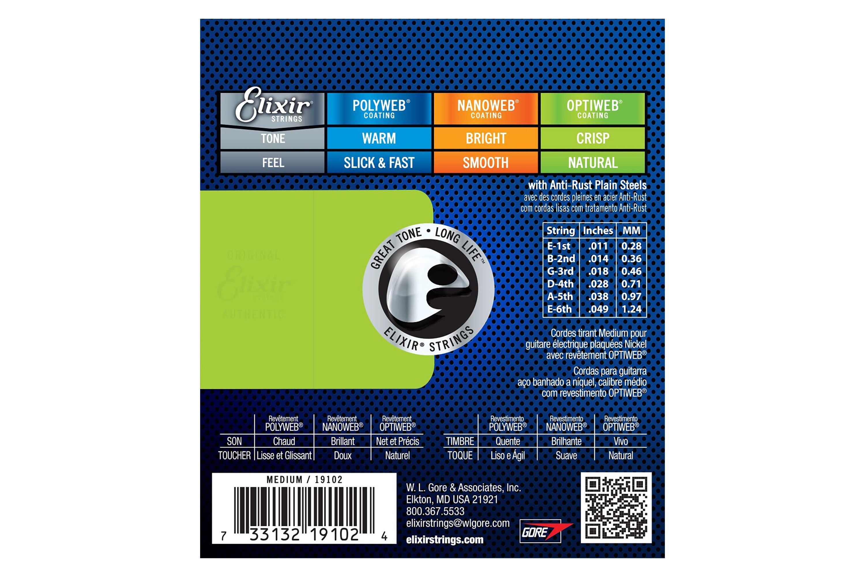 Elixir 19102 Optiweb Nickel Plated Steel Electric Guitar Strings - Medium .011-.049