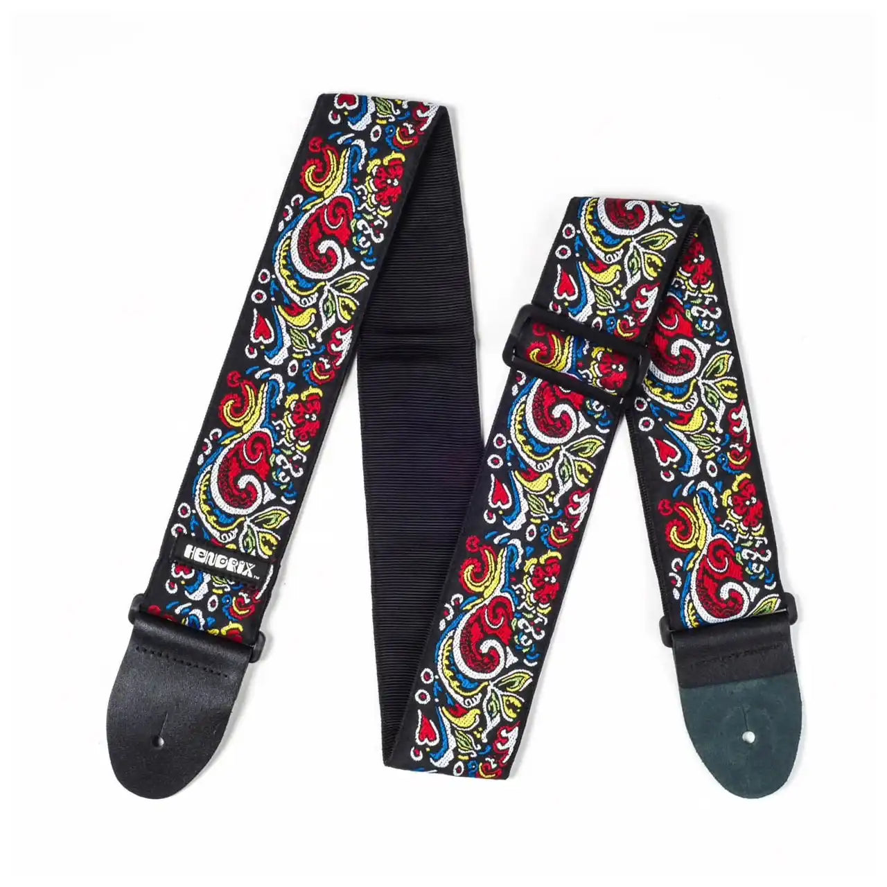 Hendrix guitar strap with colorful paisley embroidered design, Terry Carter Music Store