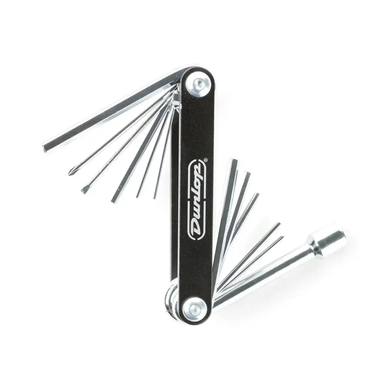 Dunlop multi-tool for guitar setup, black and chrome, at Terry Carter Music Store.
