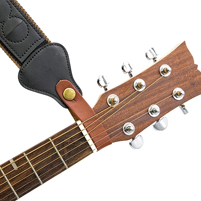 Headstock Strap Adaptor For Guitar and Ukulele - BROWN LEATHER