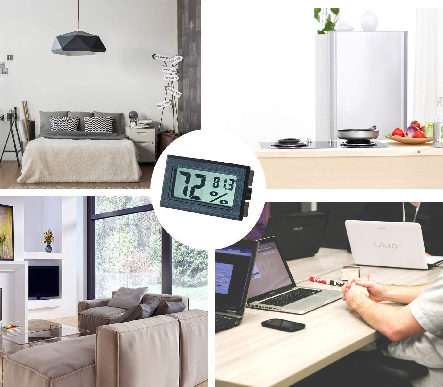 Ukulele Digital Hygrometer Humidity Gauge and Digital Thermometer (°F)