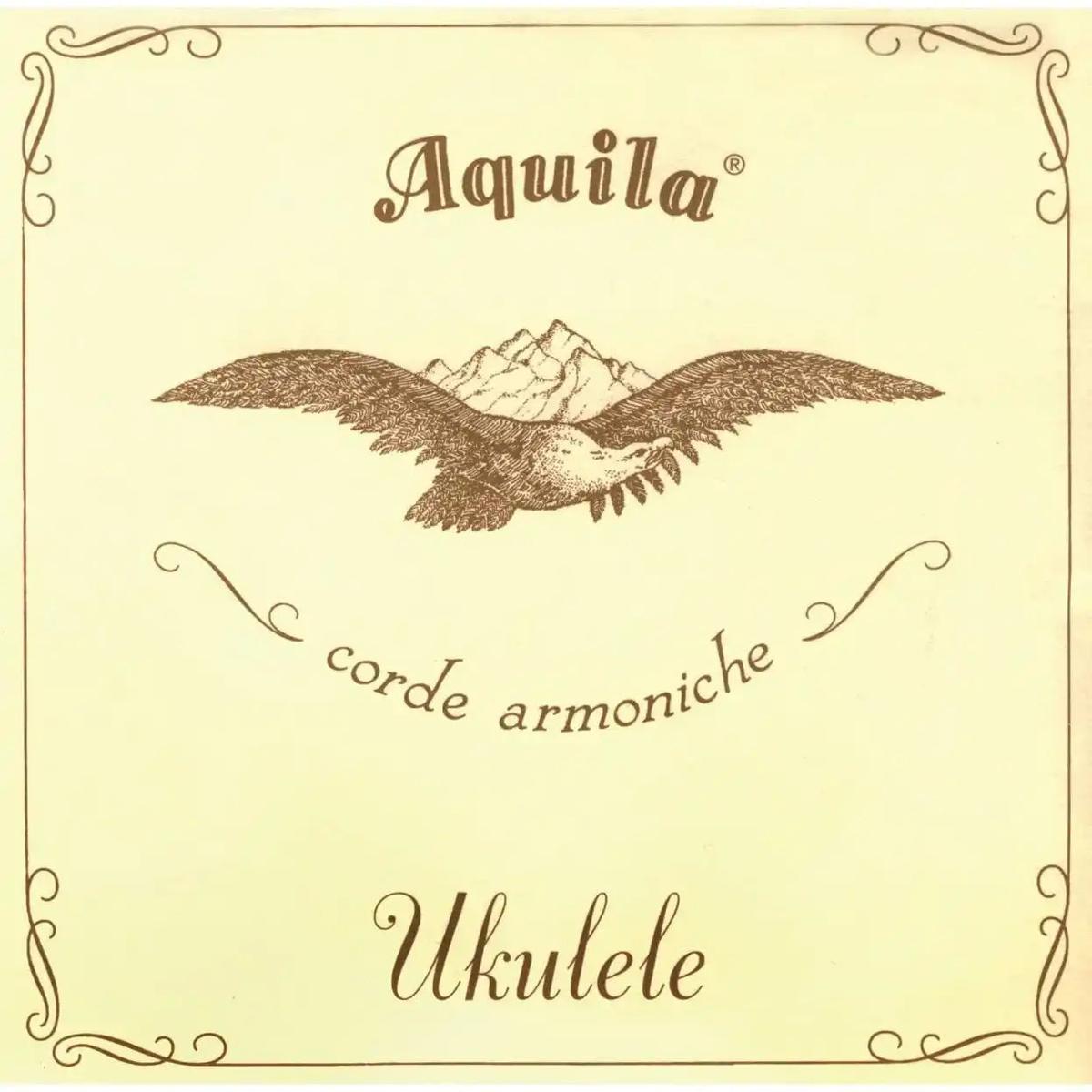 Aquila ukulele strings packaging with eagle illustration at Terry Carter Music Store.