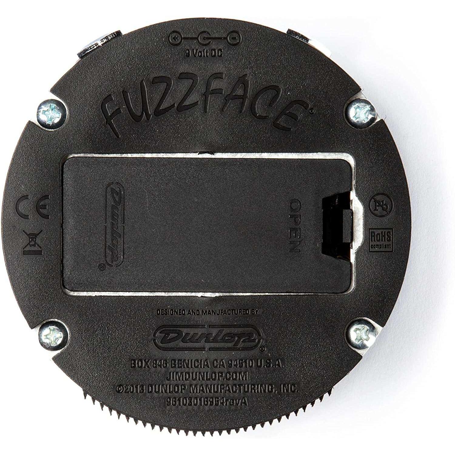 Dunlop Fuzz Face guitar effects pedal bottom view, Terry Carter Music Store
