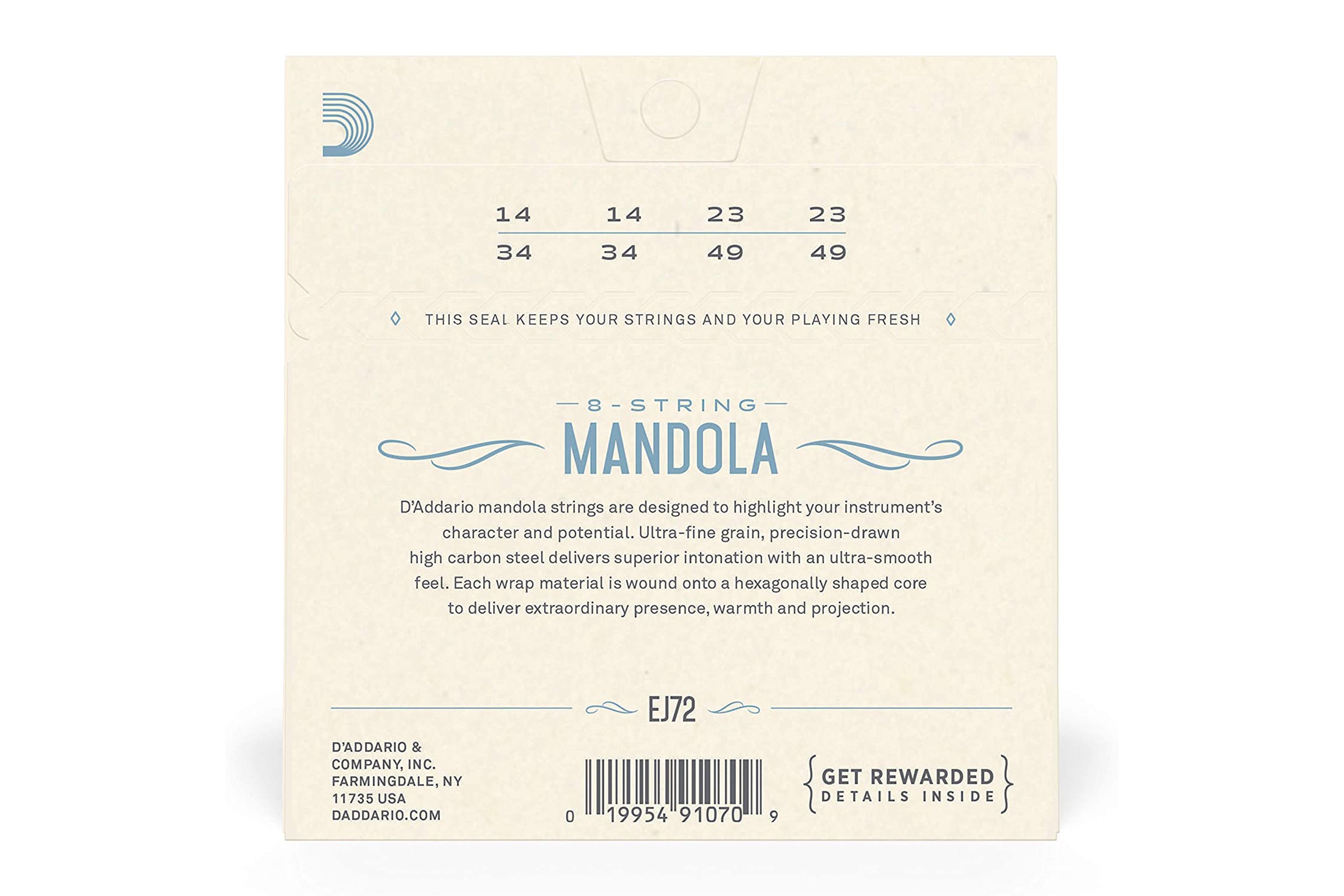 D'Addario EJ72 Phosphor Bronze 8-String Mandola Strings - Light .014-.049