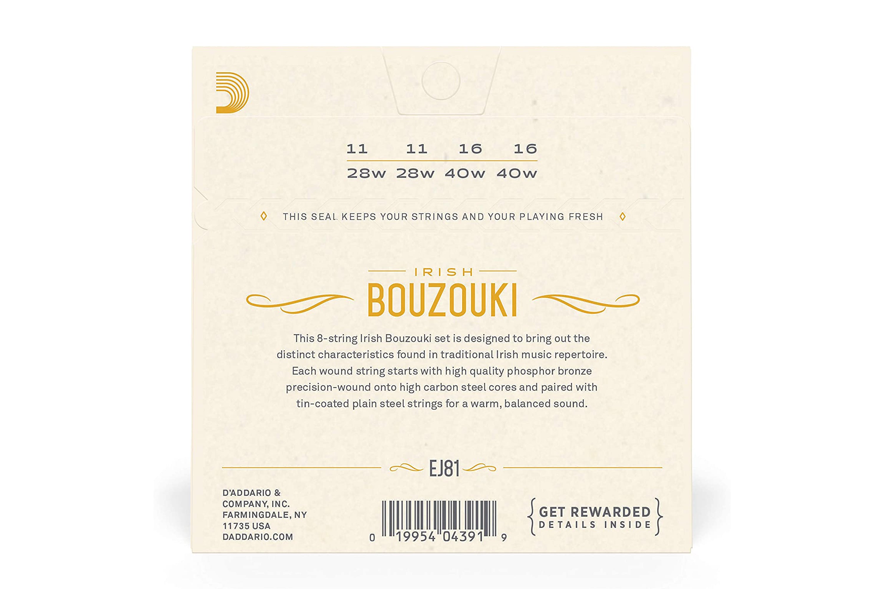 D'Addario EJ81 Phosphor Bronze 8-String Irish Bouzouki Strings - .011-.040