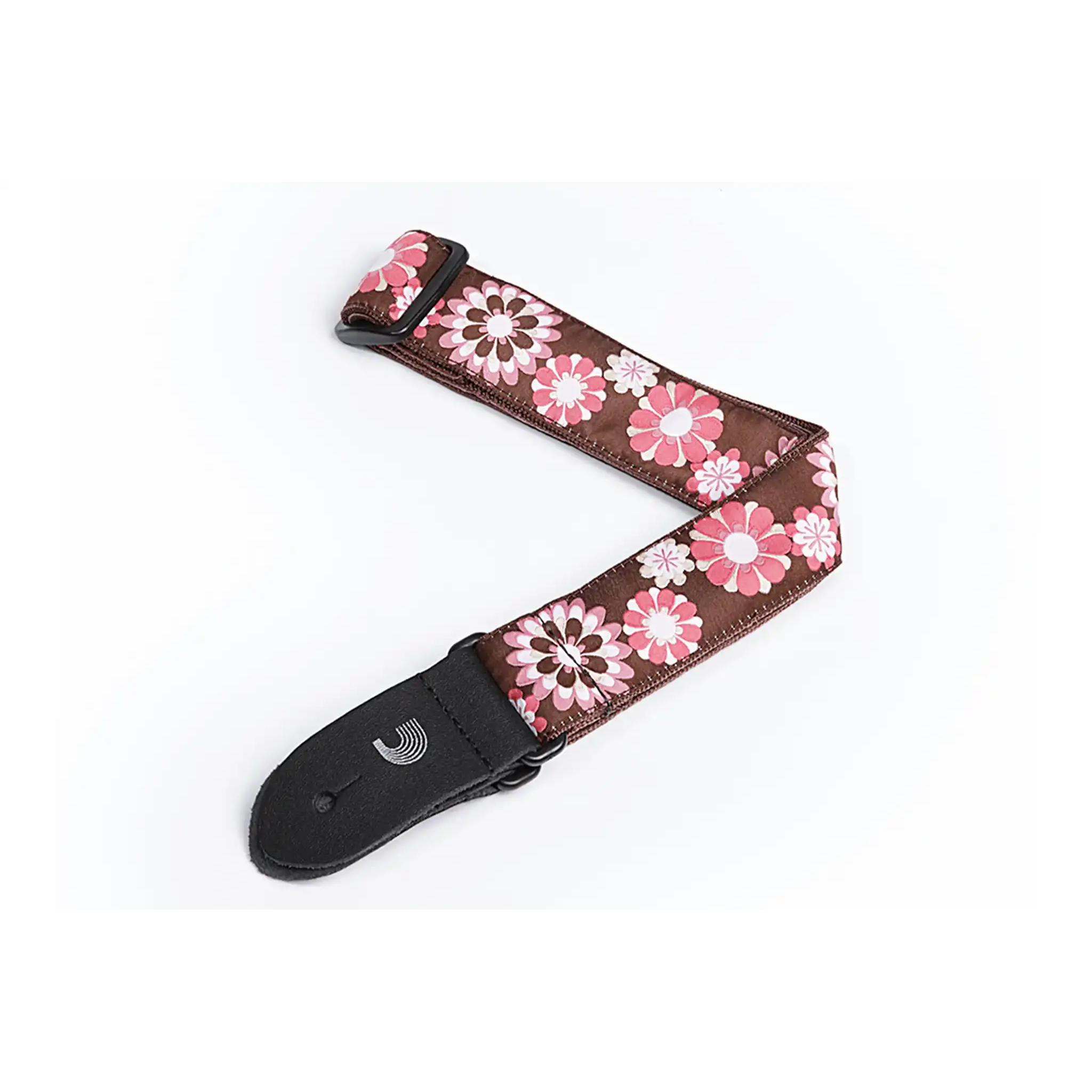 D_AddarioUkuleleStrapWovenWHITE_BROWNandPINKFlowers1-1_2Inch-all | Terry Carter Music Store