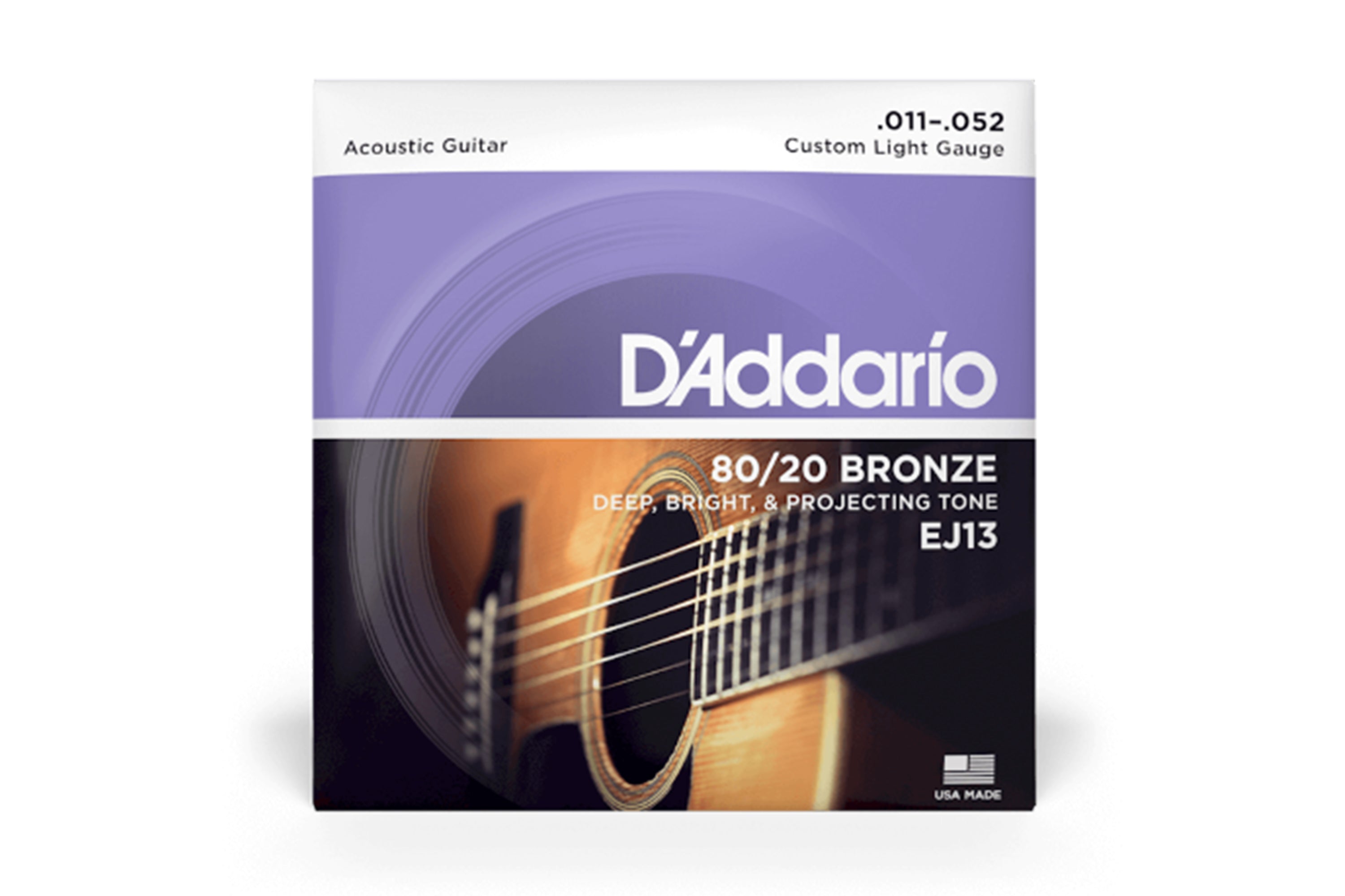 D'Addario EJ13 80/20 Bronze Acoustic Guitar Strings - Custom Light .011-.052