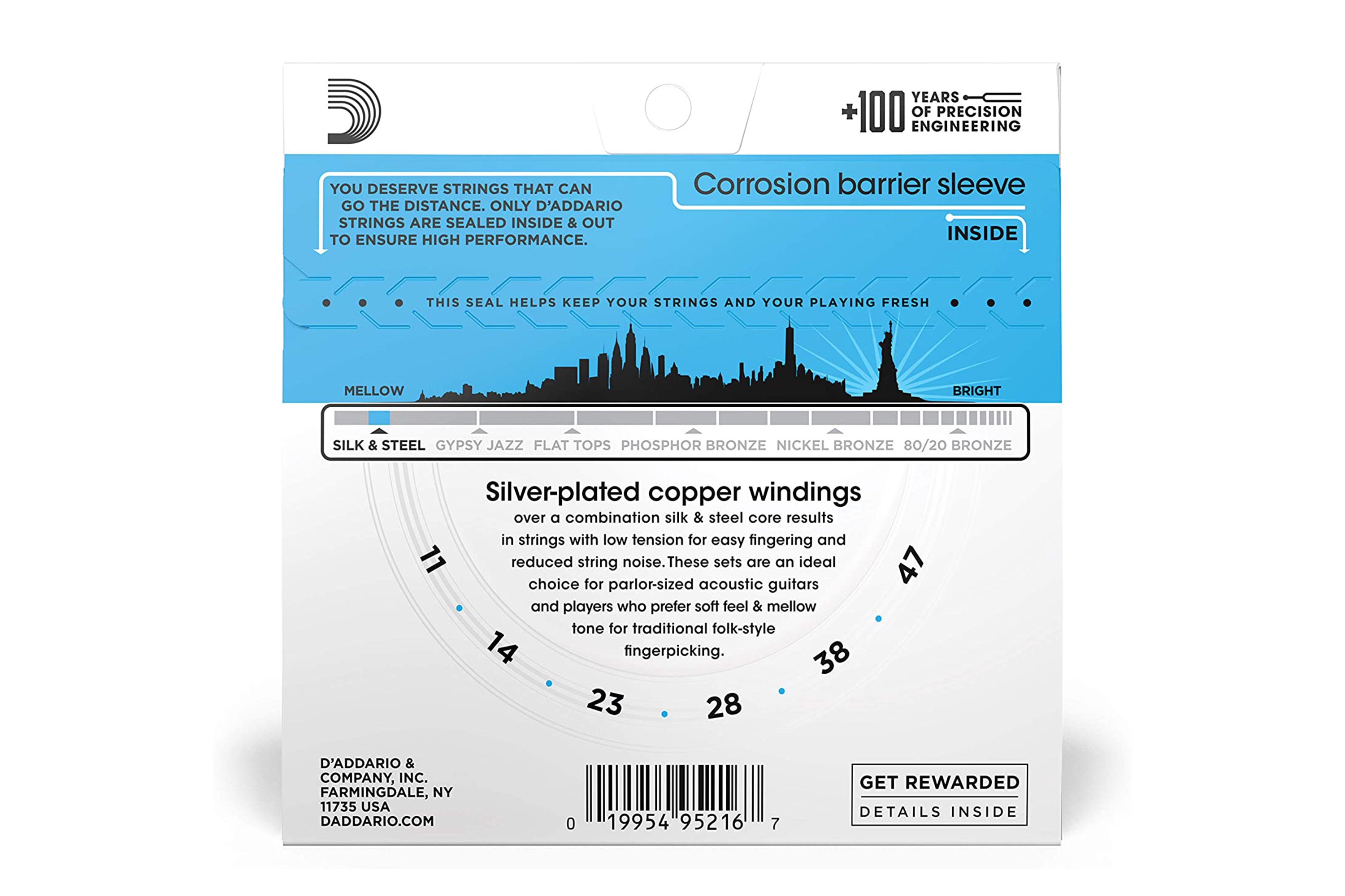 D'Addario EJ40 Silk & Steel Acoustic Guitar Strings - Light .011-.047