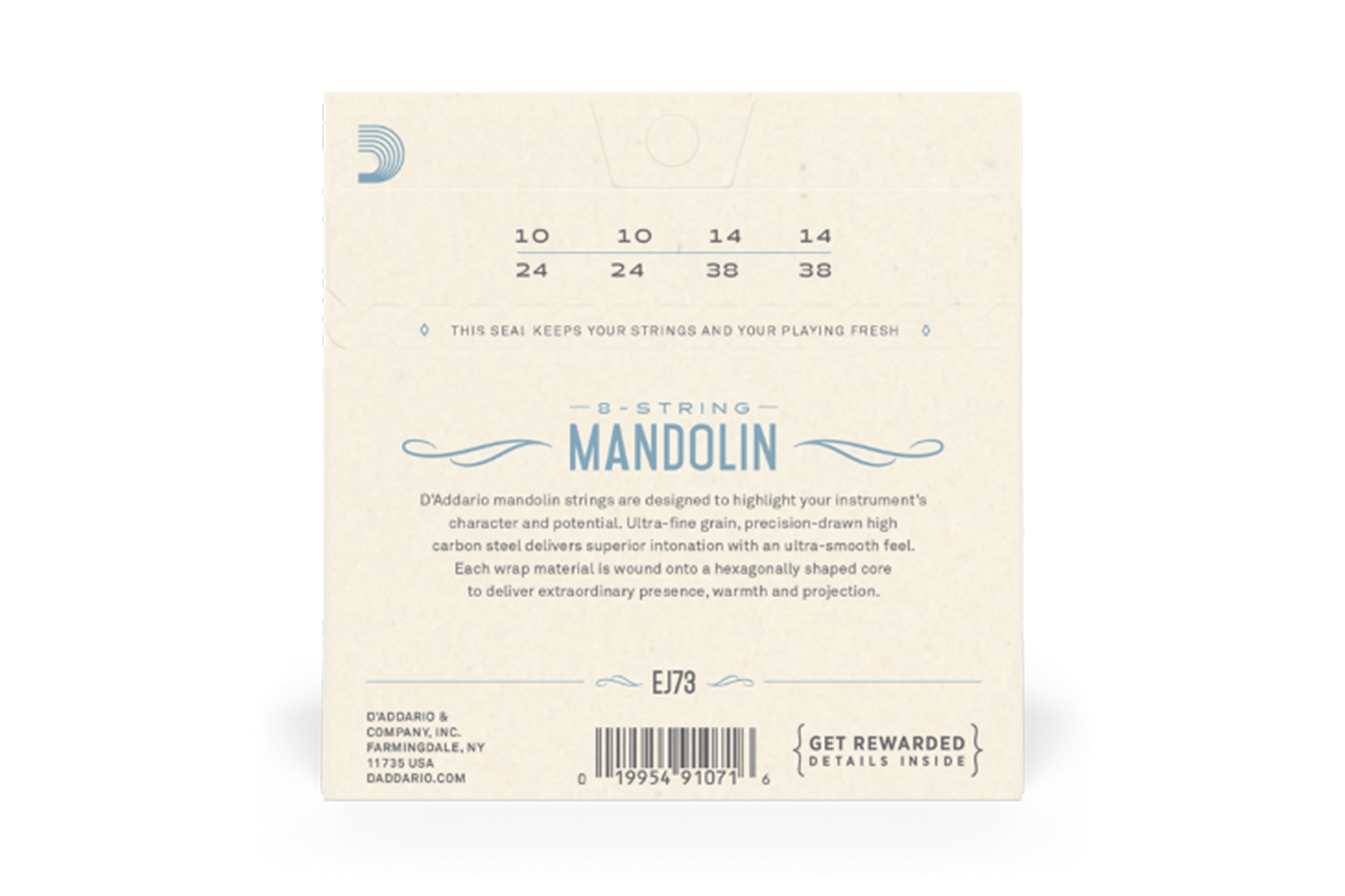 D'Addario EJ73 Phosphor Bronze Mandolin Strings - Light .010-.038