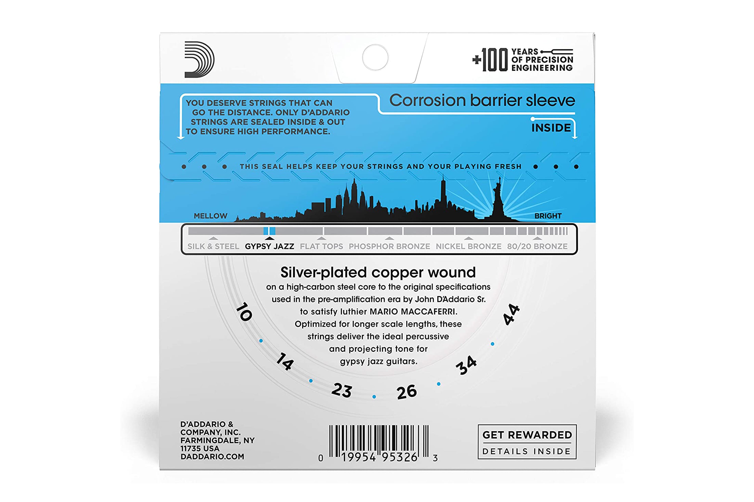 D'Addario EJ83L Gypsy Jazz Acoustic Guitar Strings - Ball End Light .010-.044