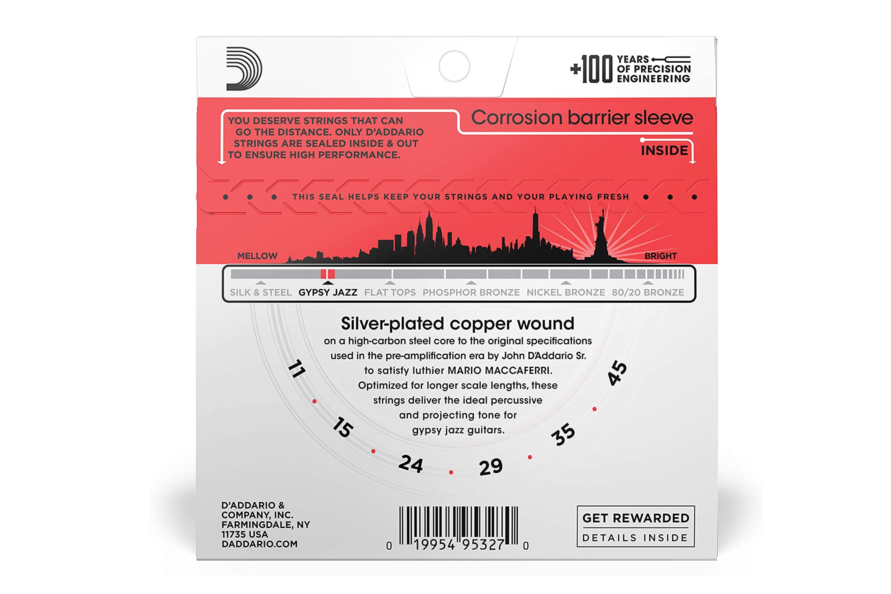 D'Addario EJ83M Gypsy Jazz Acoustic Guitar Strings - Ball End Medium .011-.045