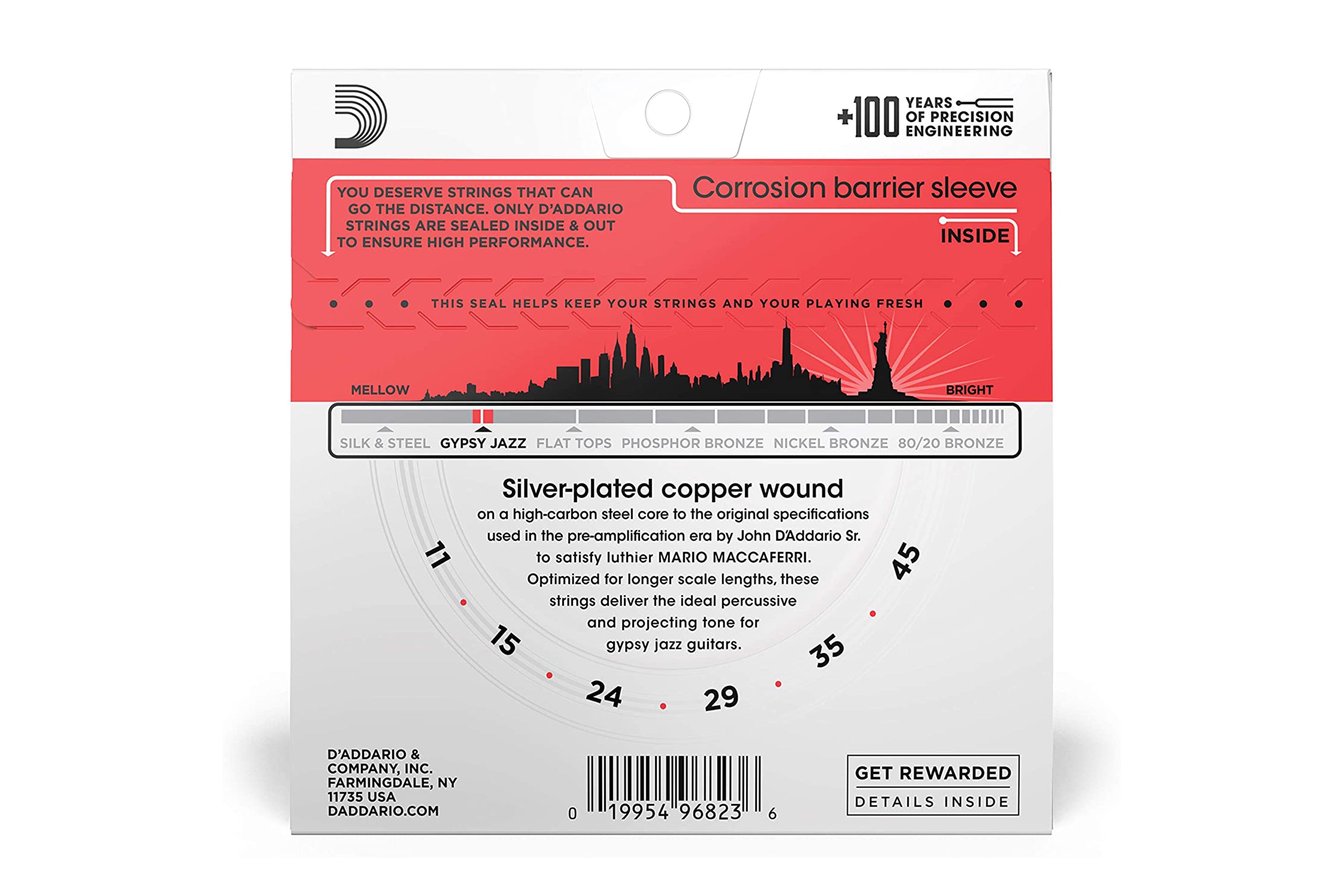 D'Addario EJ84M Gypsy Jazz Acoustic Guitar Strings - Loop End Medium .011-.045