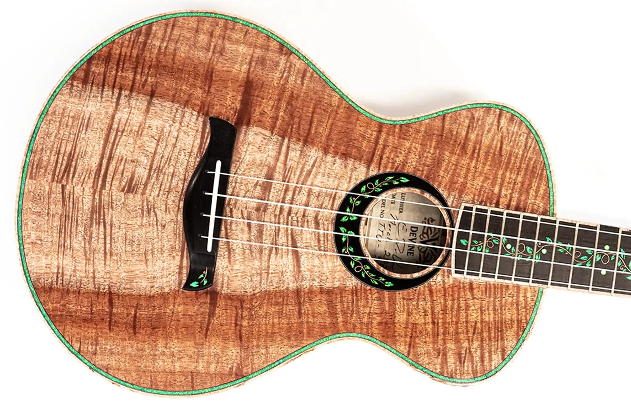 EricDevineCustomMastergradeWhiteKoaTenitoneUkulele_Eagle_-top | Terry Carter Music Store