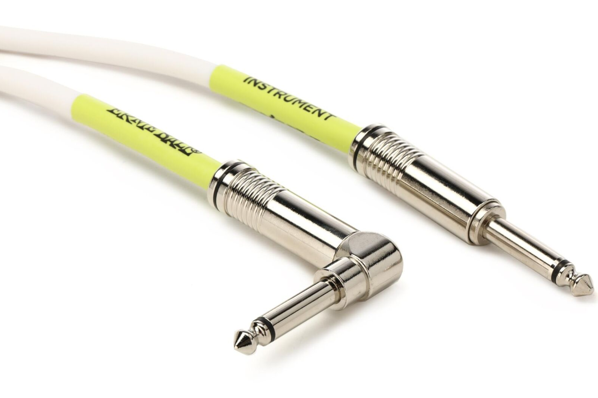 Ernie Ball 10 Foot Straight/Angle Instrument Cable - WHITE