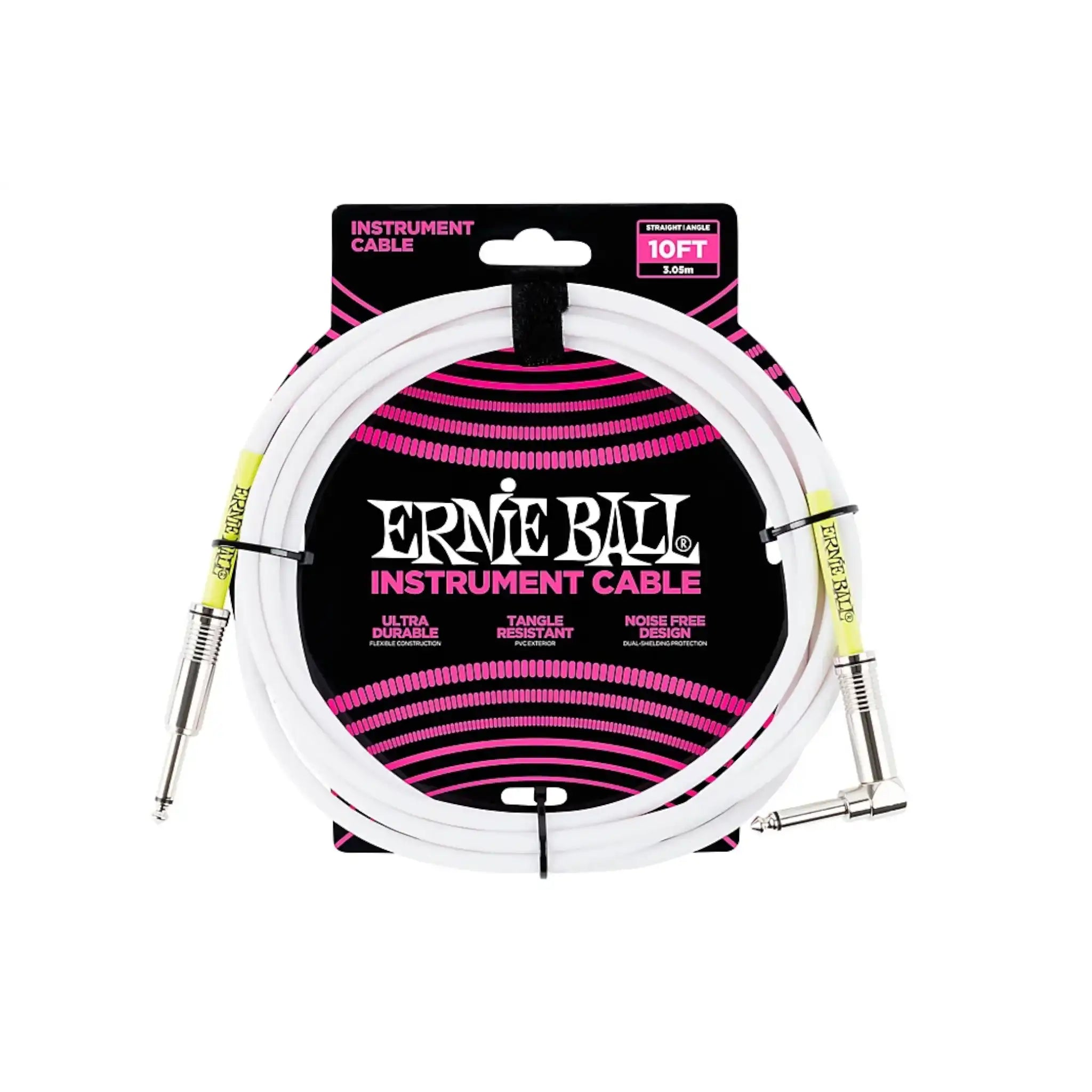 ErnieBall10FootStraight_AngleInstrumentCable-WHITE-front | Terry Carter Music Store