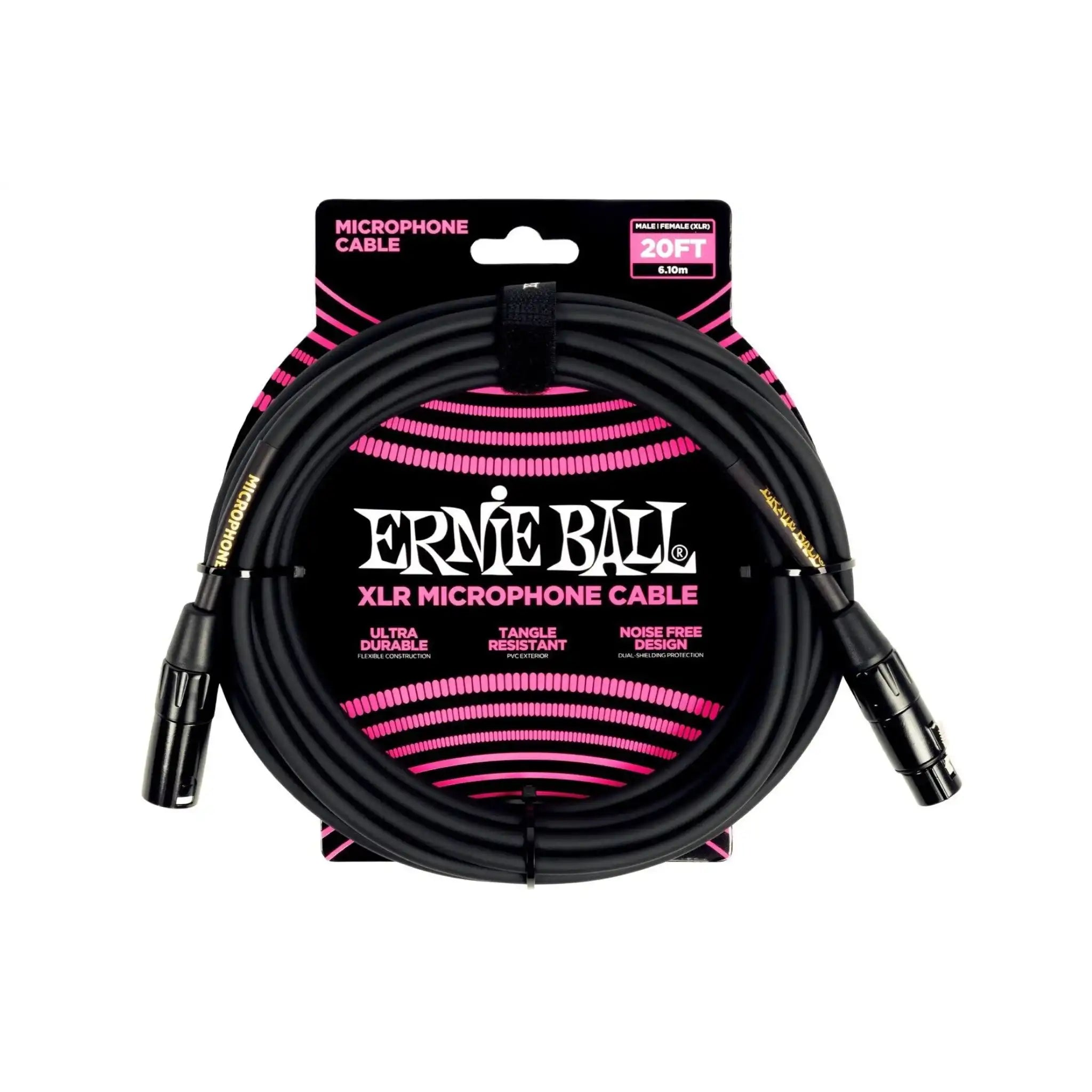 ErnieBall20_Male_FemaleXLRMicrophoneCable-BLACK-front | Terry Carter Music Store