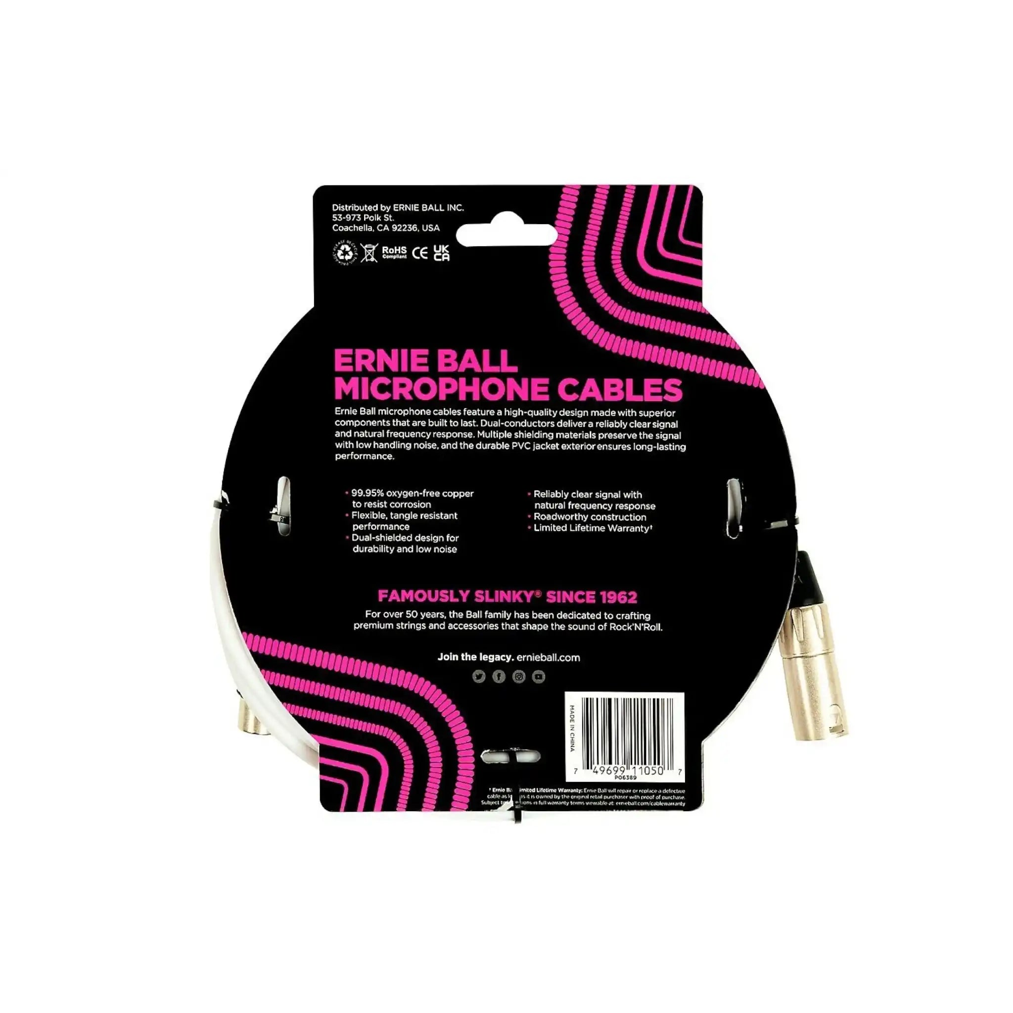 ErnieBall20_Male_FemaleXLRMicrophoneCable-WHITE-BACK | Terry Carter Music Store