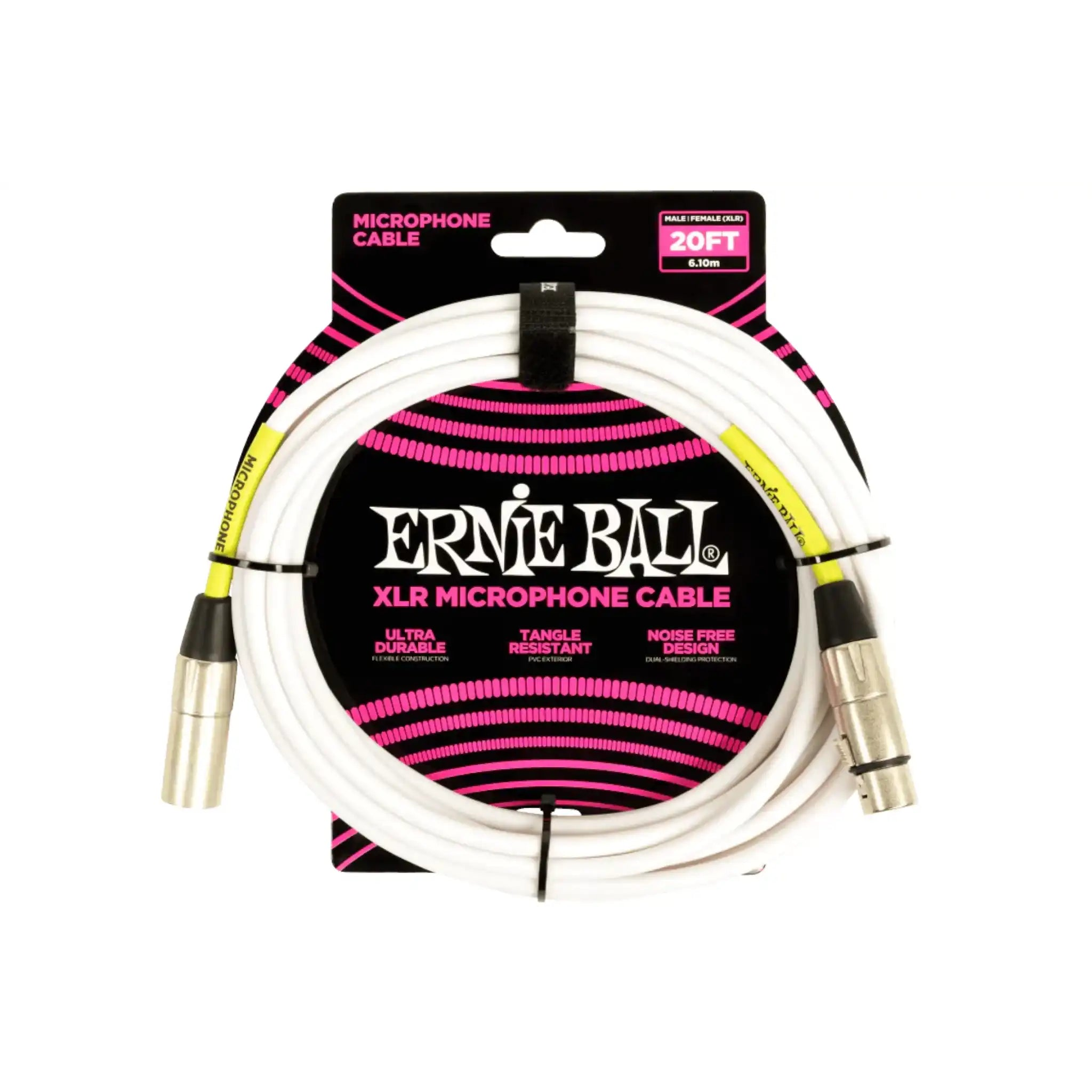 ErnieBall20_Male_FemaleXLRMicrophoneCable-WHITE-front | Terry Carter Music Store
