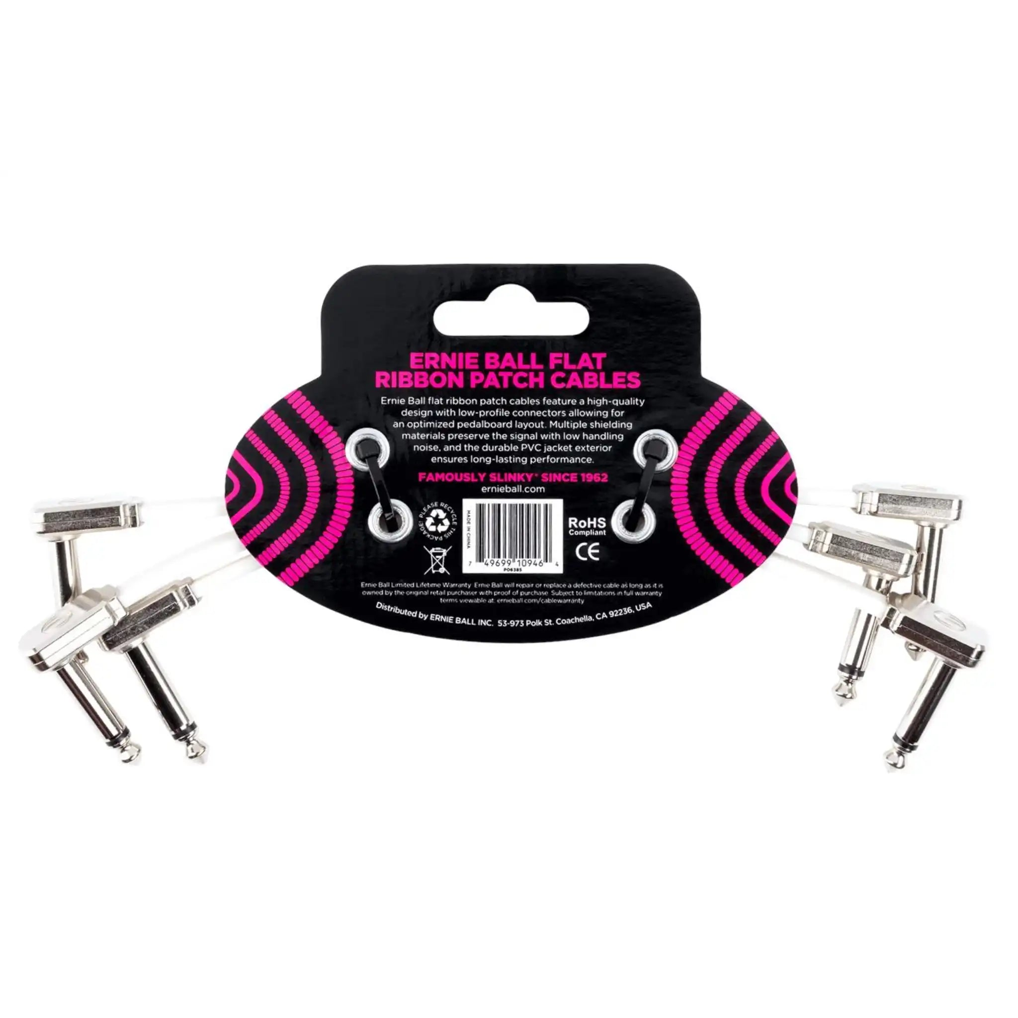 ErnieBall6_FlatRibbonPatchCableWhite3Pack-WHITE-back | Terry Carter Music Store