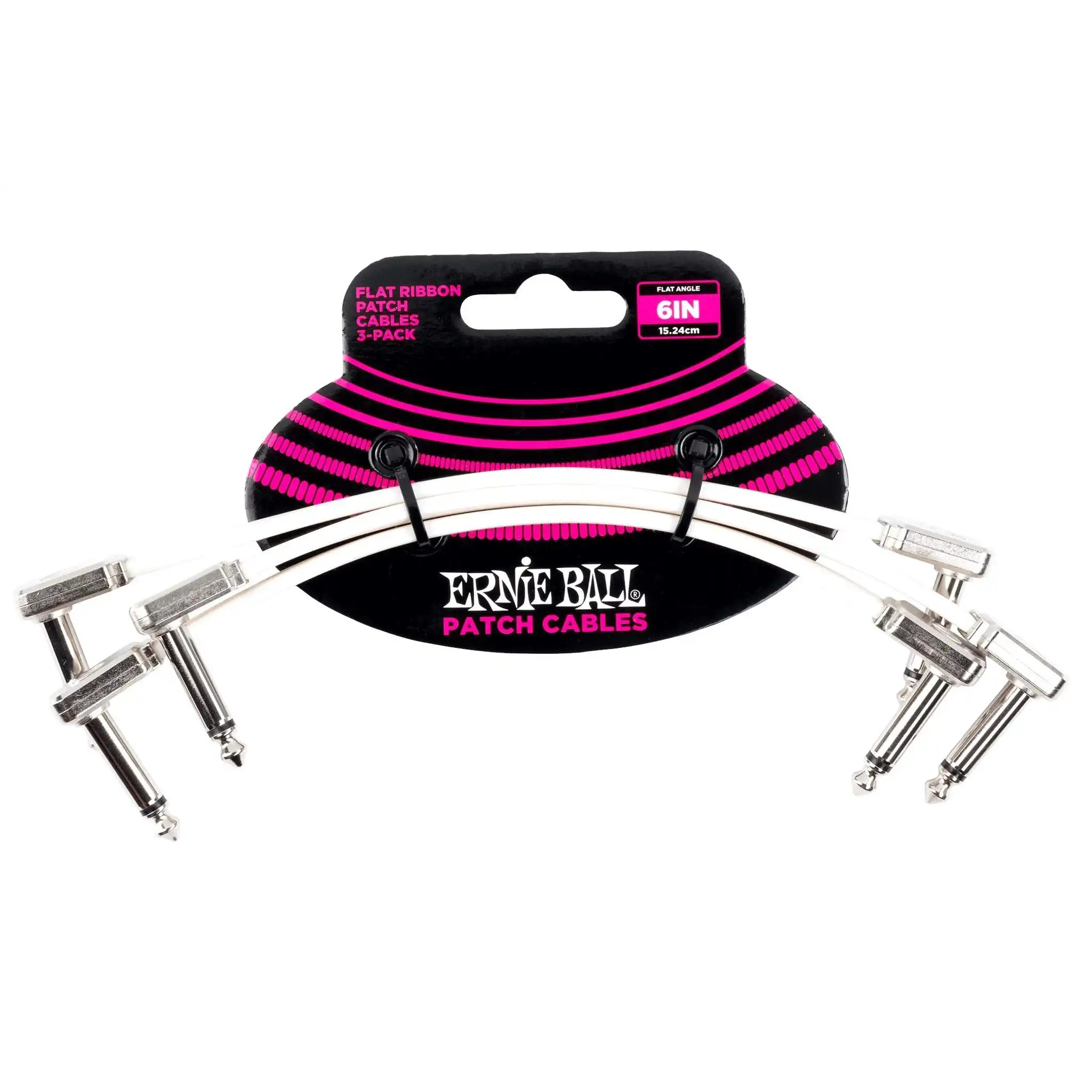 ErnieBall6_FlatRibbonPatchCableWhite3Pack-WHITE-front | Terry Carter Music Store