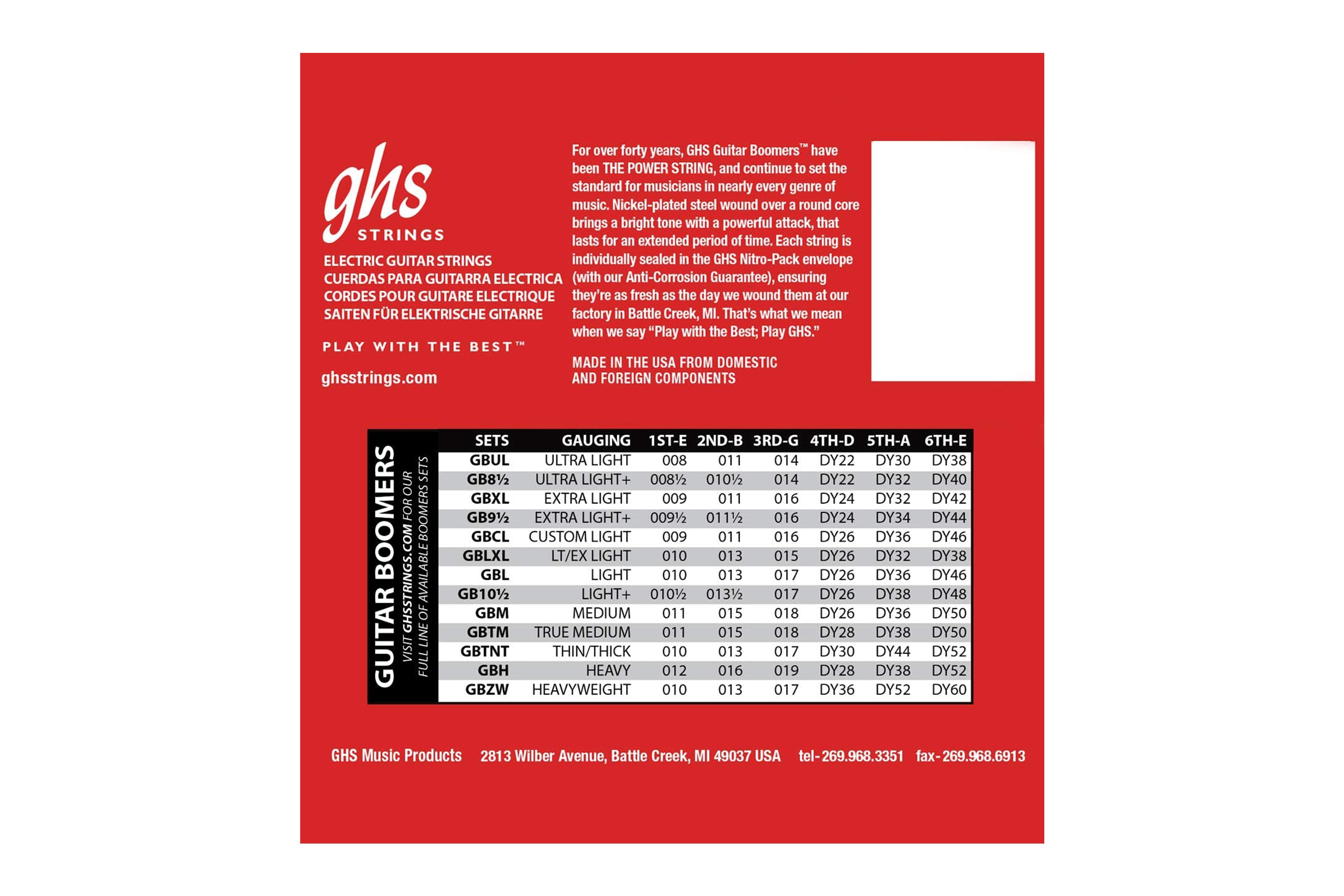 GHS GBXL Guitar Boomers Nickel-Plated Electric Guitar Strings - Extra Light .009-.042