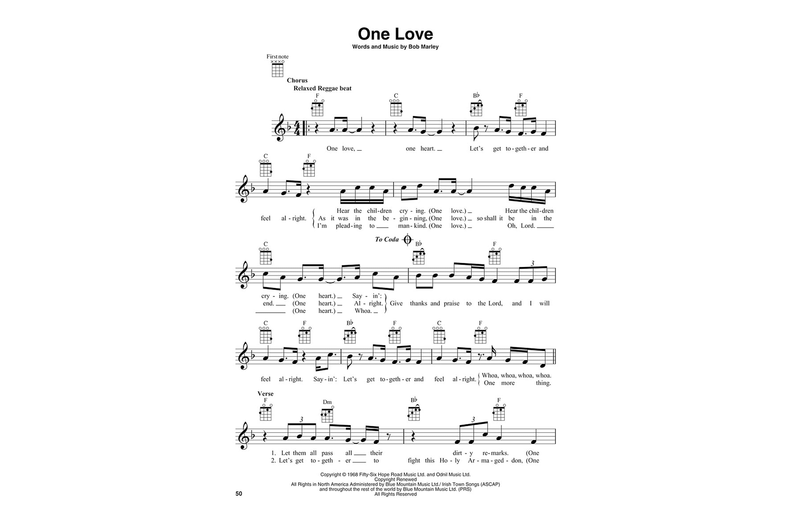 Bob Marley For Ukulele Book