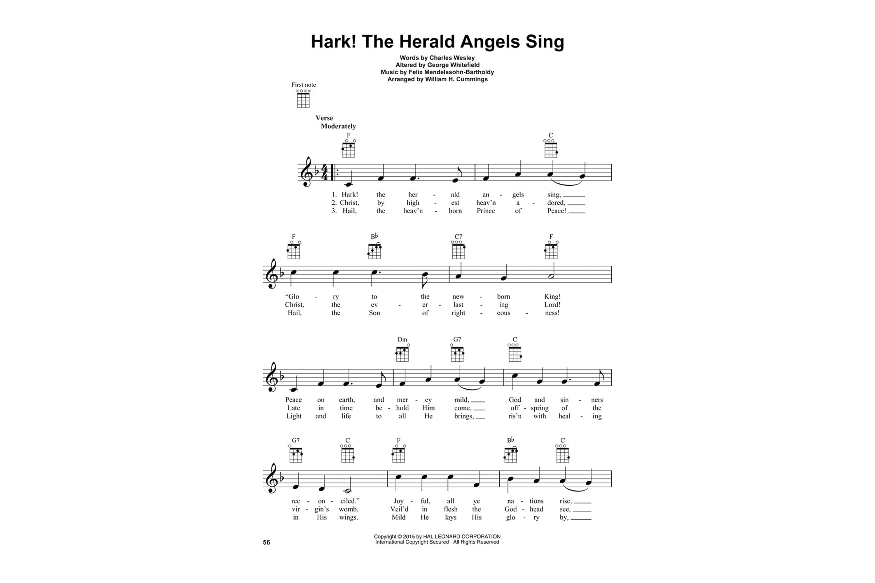 100 Christmas Carols Ukulele Book Hal Leonard