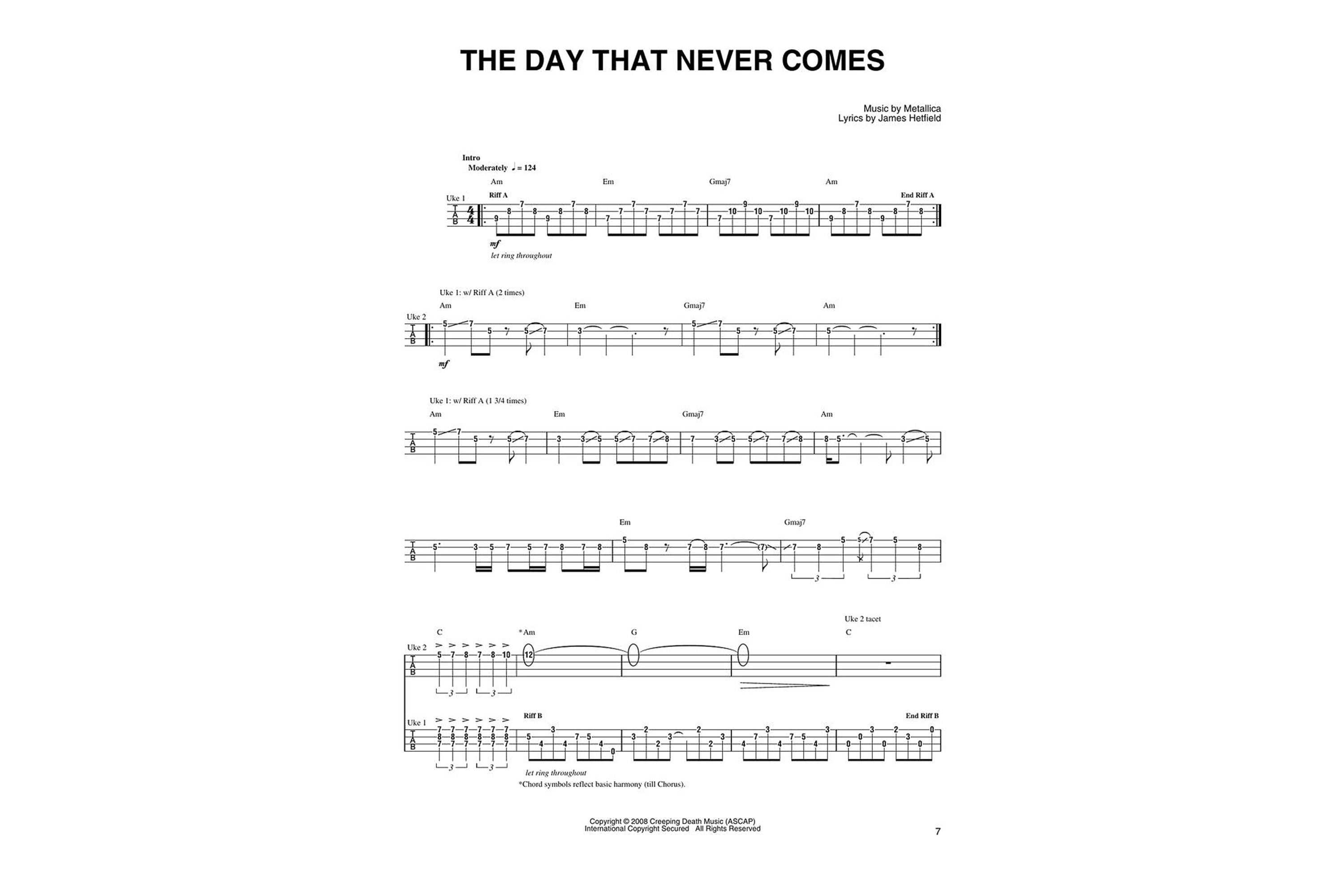 Best of Metallica for Ukulele Ukulele/Vocal with Tab