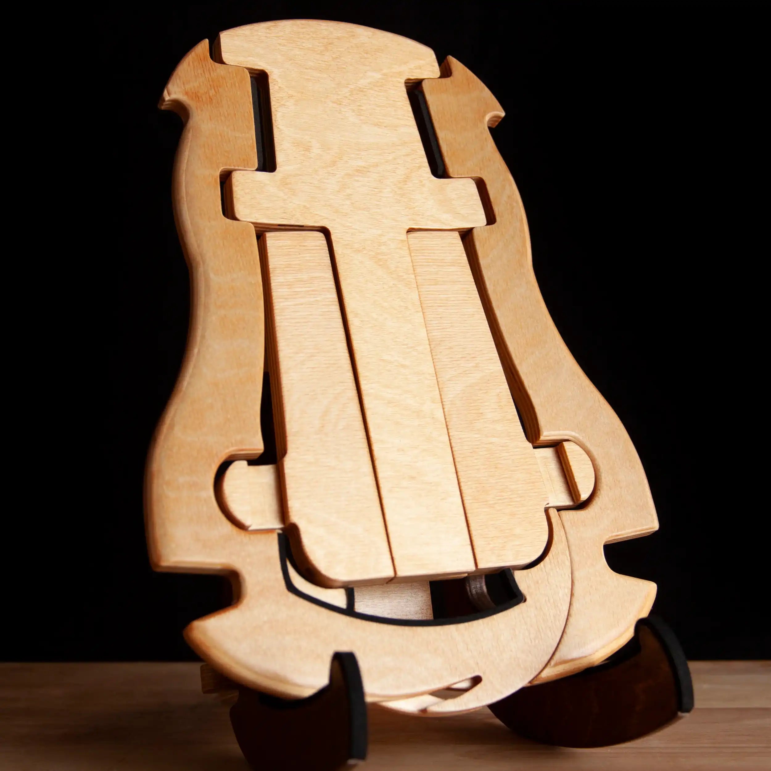 TSUTOMU maple wood ukulele stand on display at Terry Carter Music Store