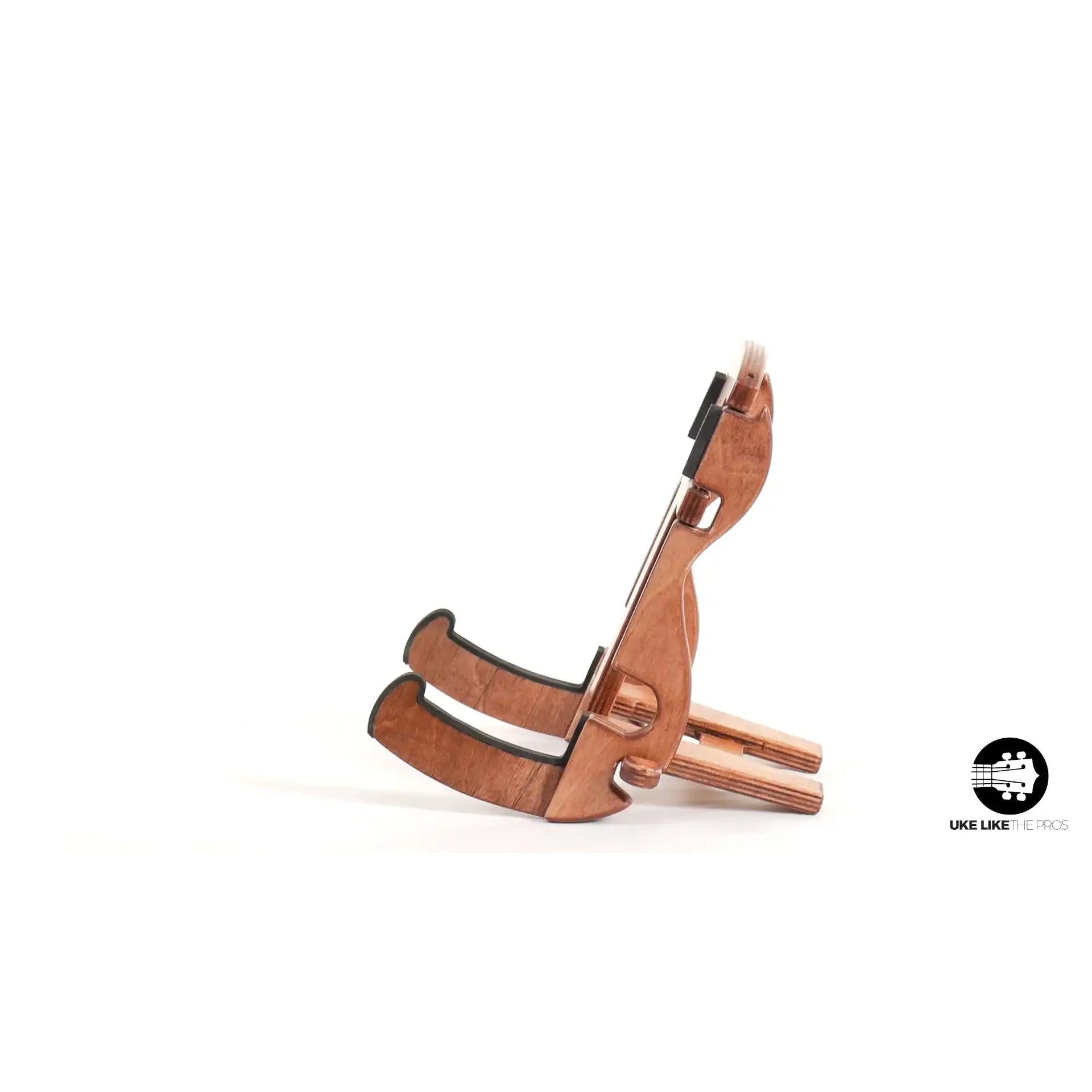 Wooden ukulele stand for soprano or concert size, padded arms, Terry Carter Music Store