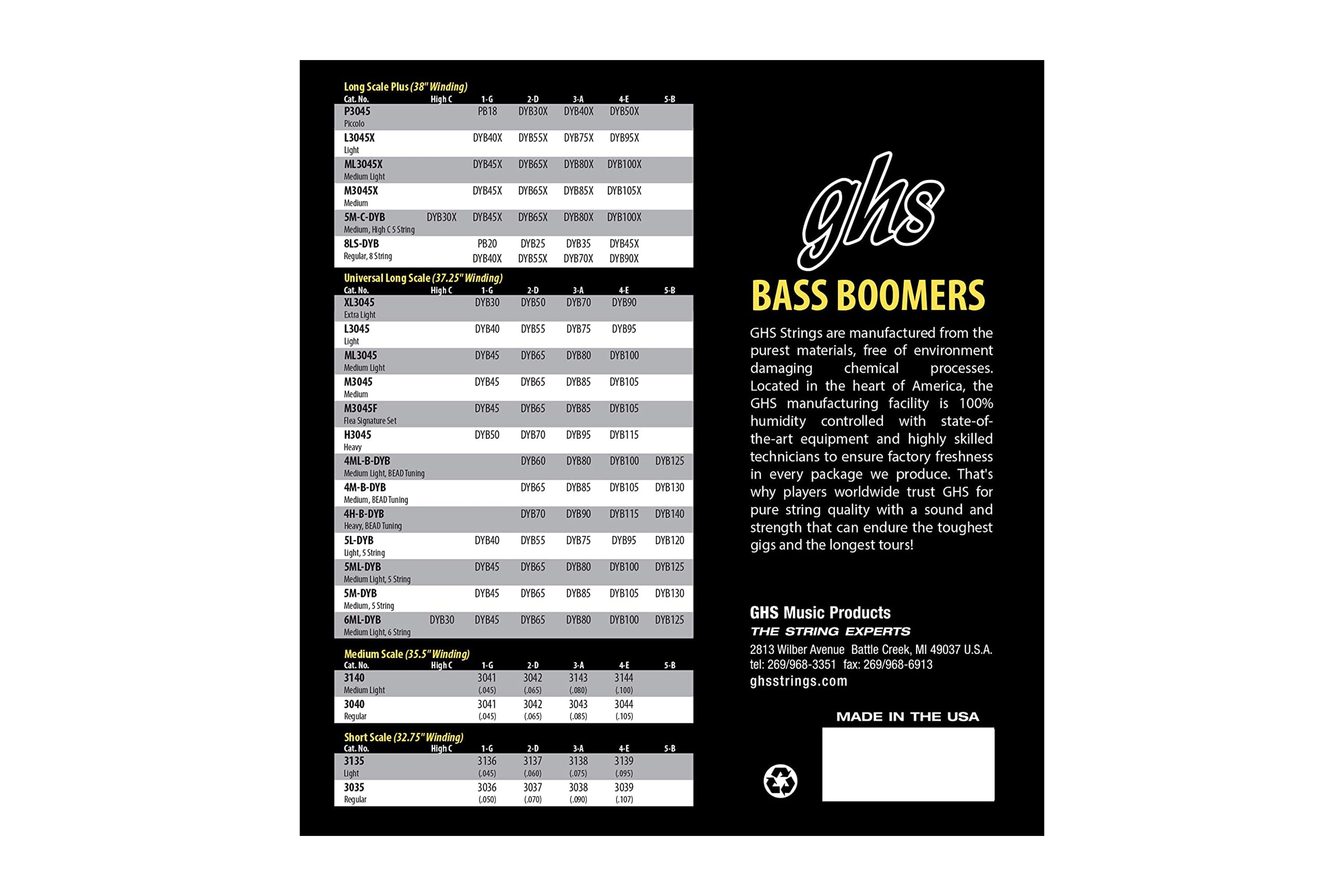 GHS M3045X Bass Boomers Long Scale Plus Electric Bass Strings - Medium .045-.105