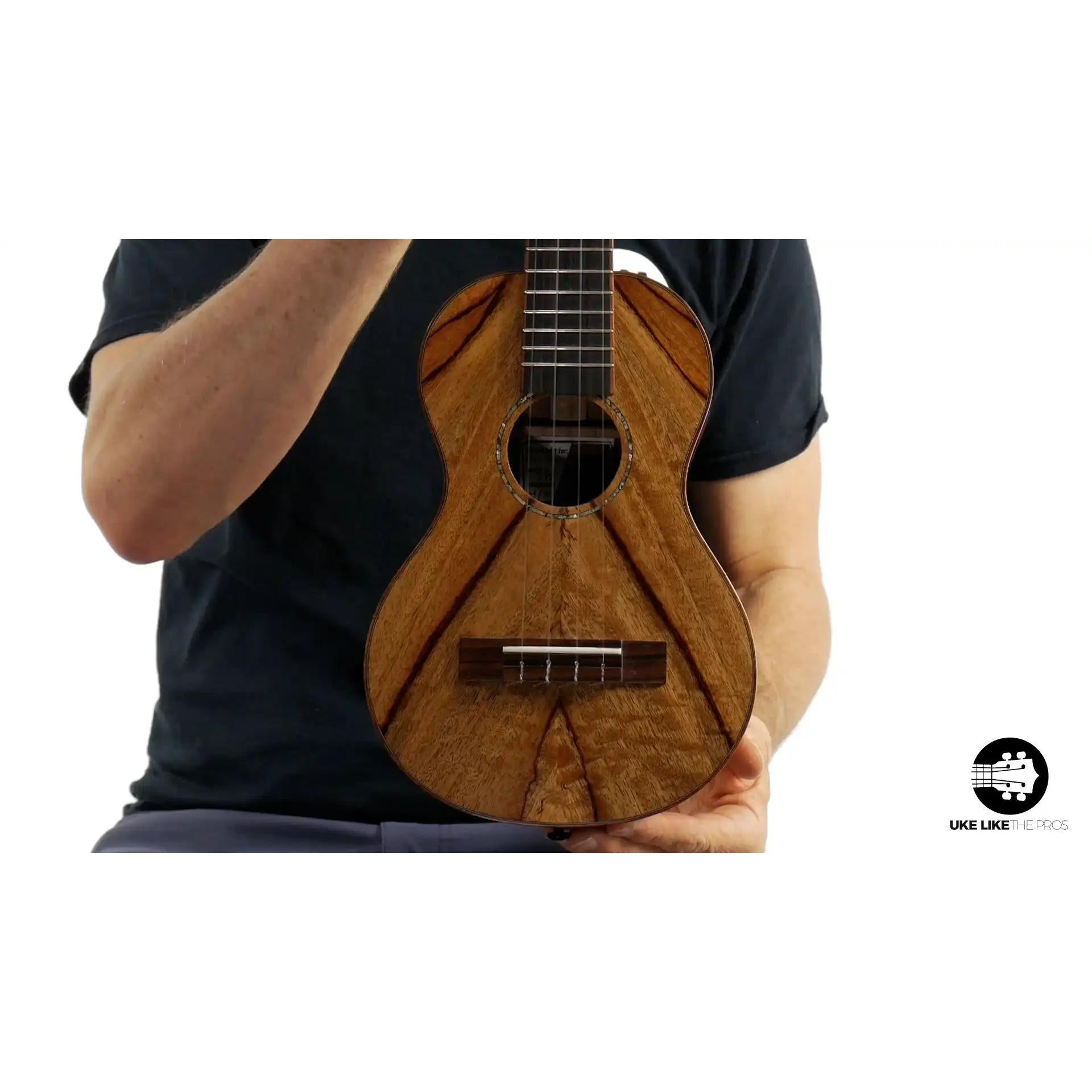 Mya-Moe Chocolate Heart ukulele with figured wood top at Terry Carter Music Store