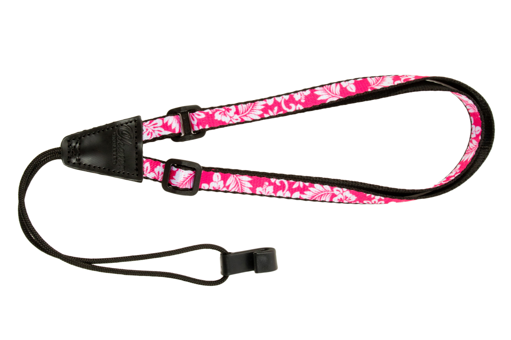 Ohana USS-04 Ukulele Sound Hole Strap FUSHSIA FLORAL NO DRILLING REQUIRED