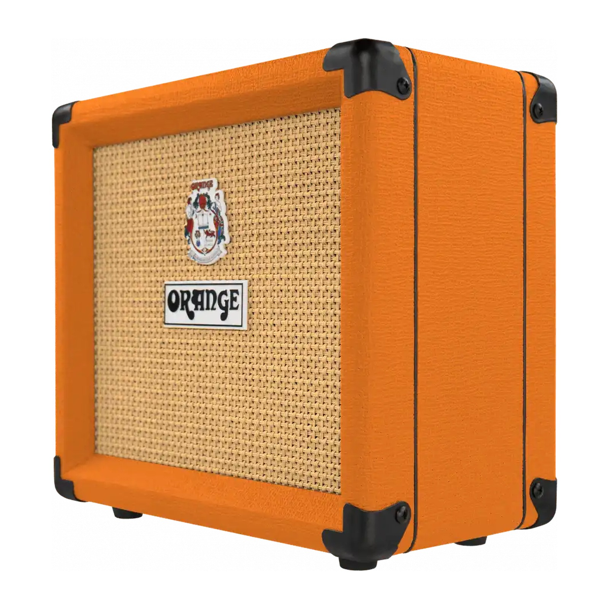 Orange Crush Mini 3-watt combo amp, angled view showing the black corner protectors and side.