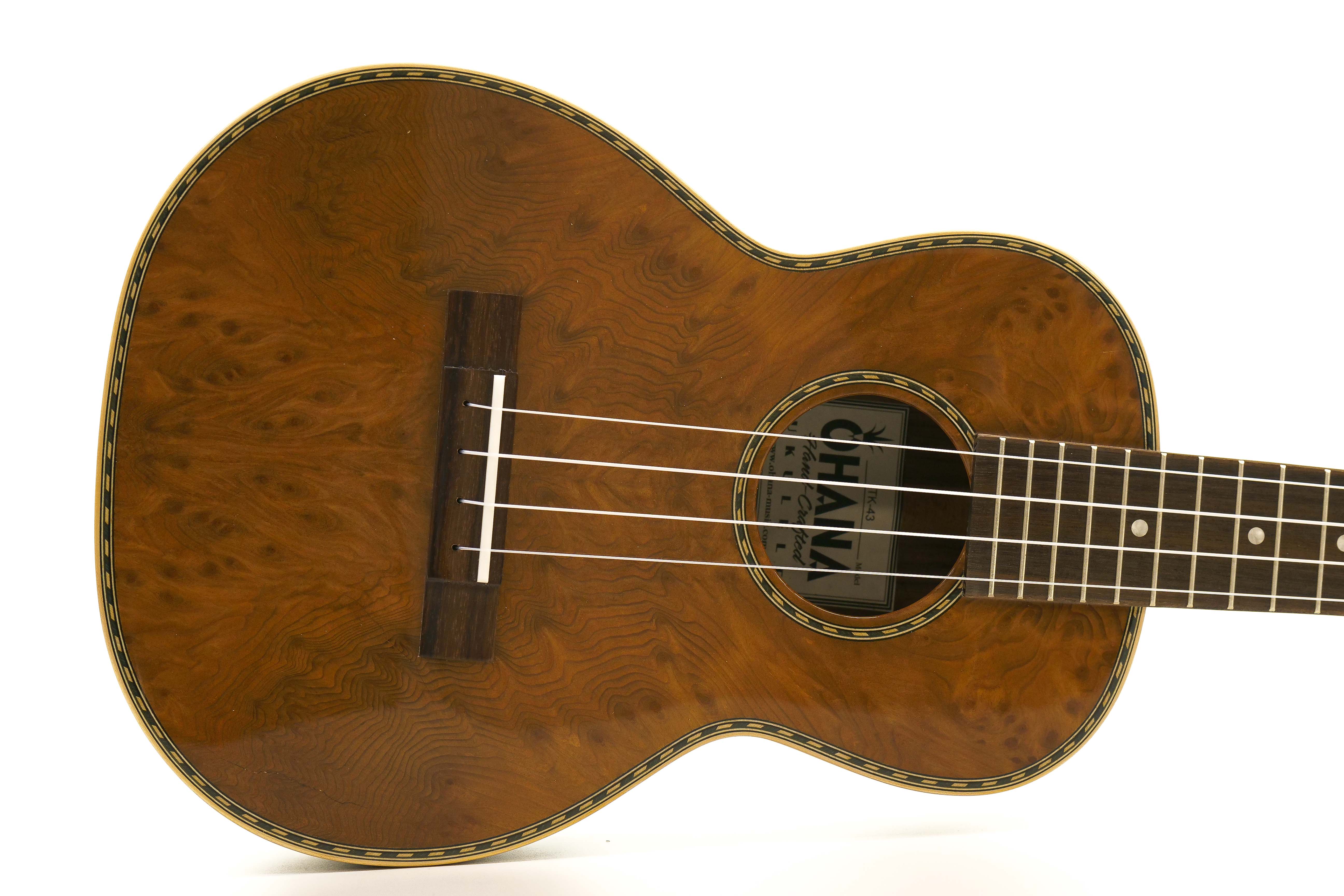Ohana TK-43 Tenor Ukulele Solid Burled Redwood & Rosewood "HANNAH" LIMITED EDITION