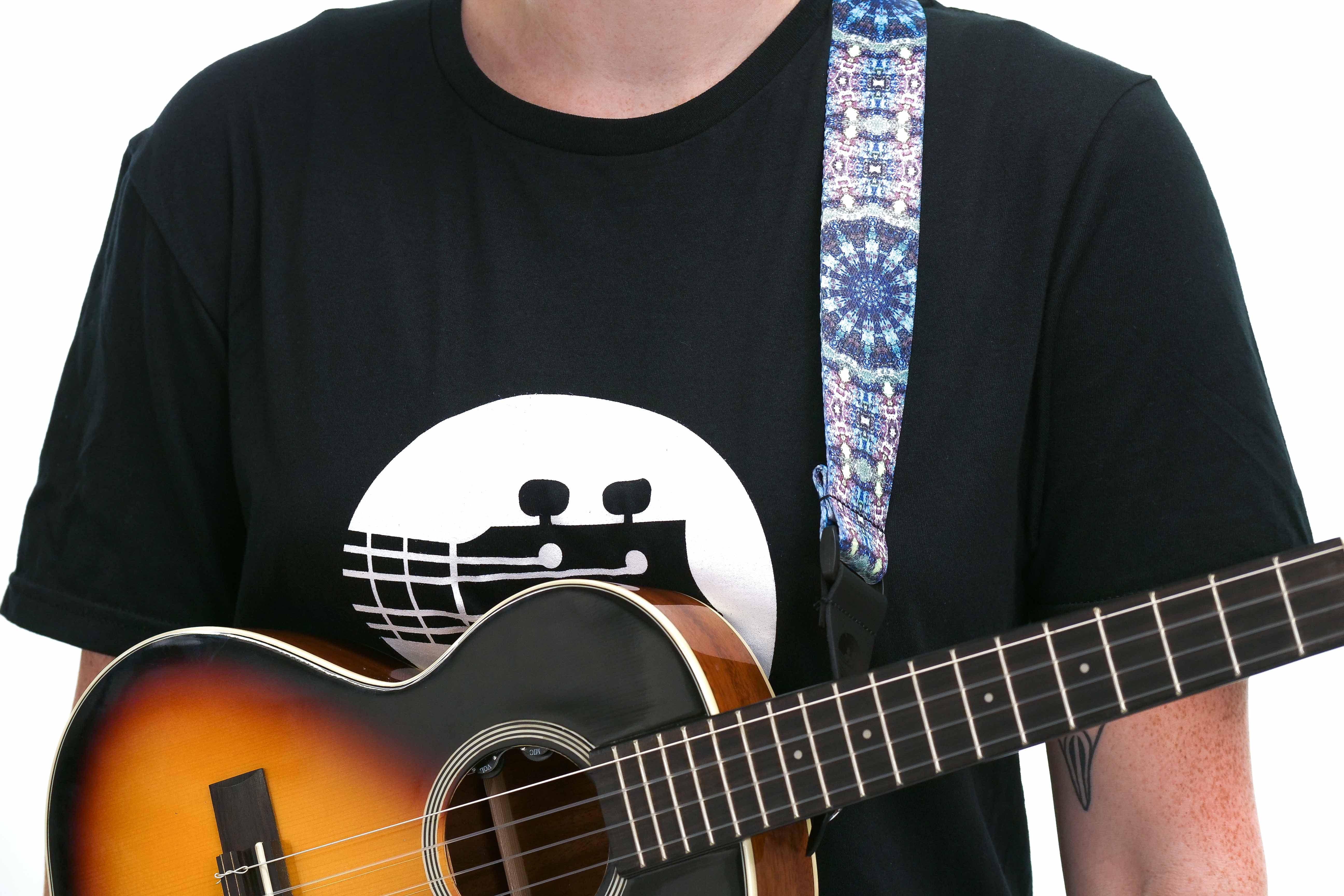 Terry Carter Music Store 1.5 Inch Poly Ukulele and Guitar Strap - Blue Kaleidoscope