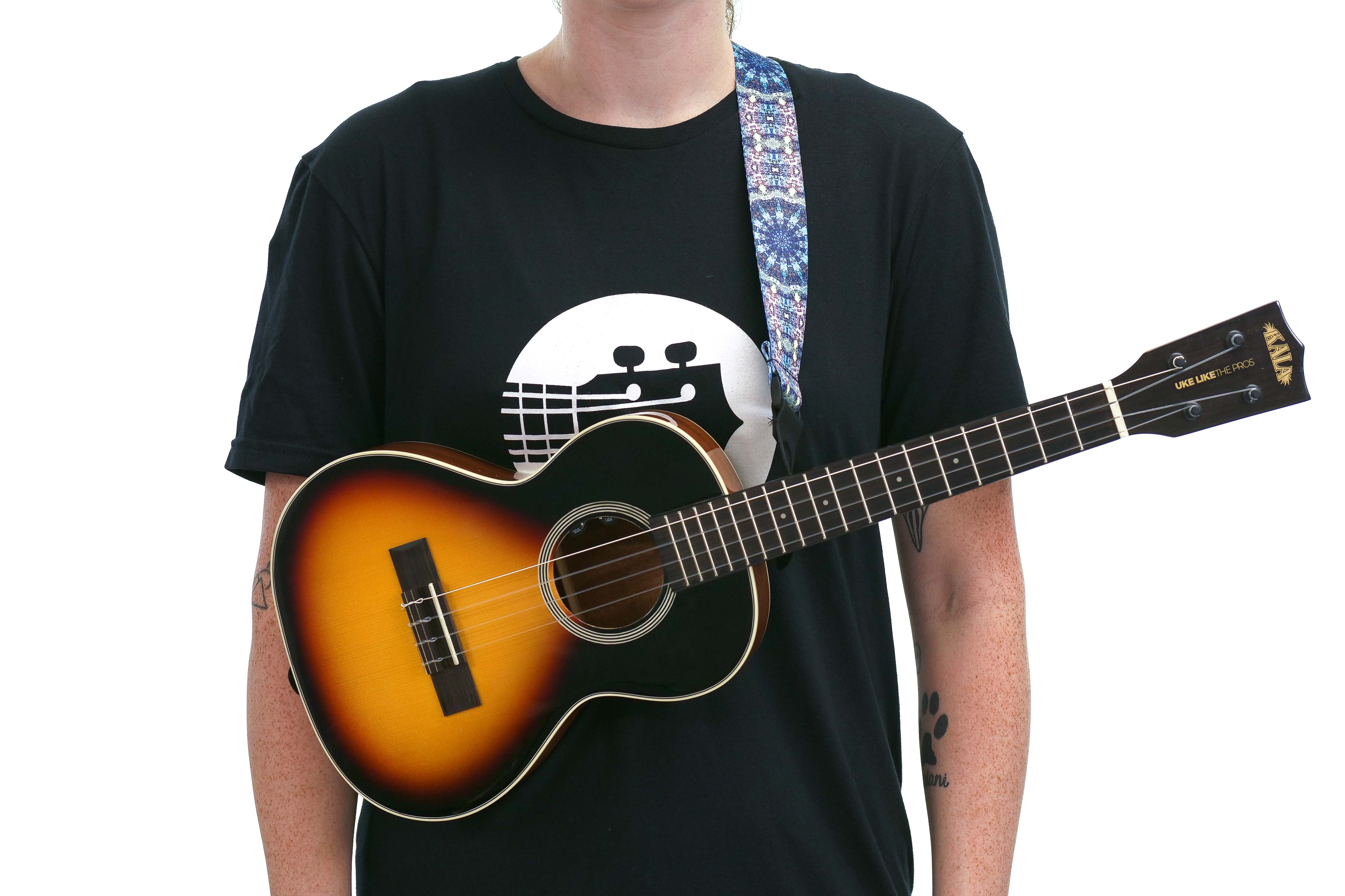 Terry Carter Music Store 1.5 Inch Poly Ukulele and Guitar Strap - Blue Kaleidoscope