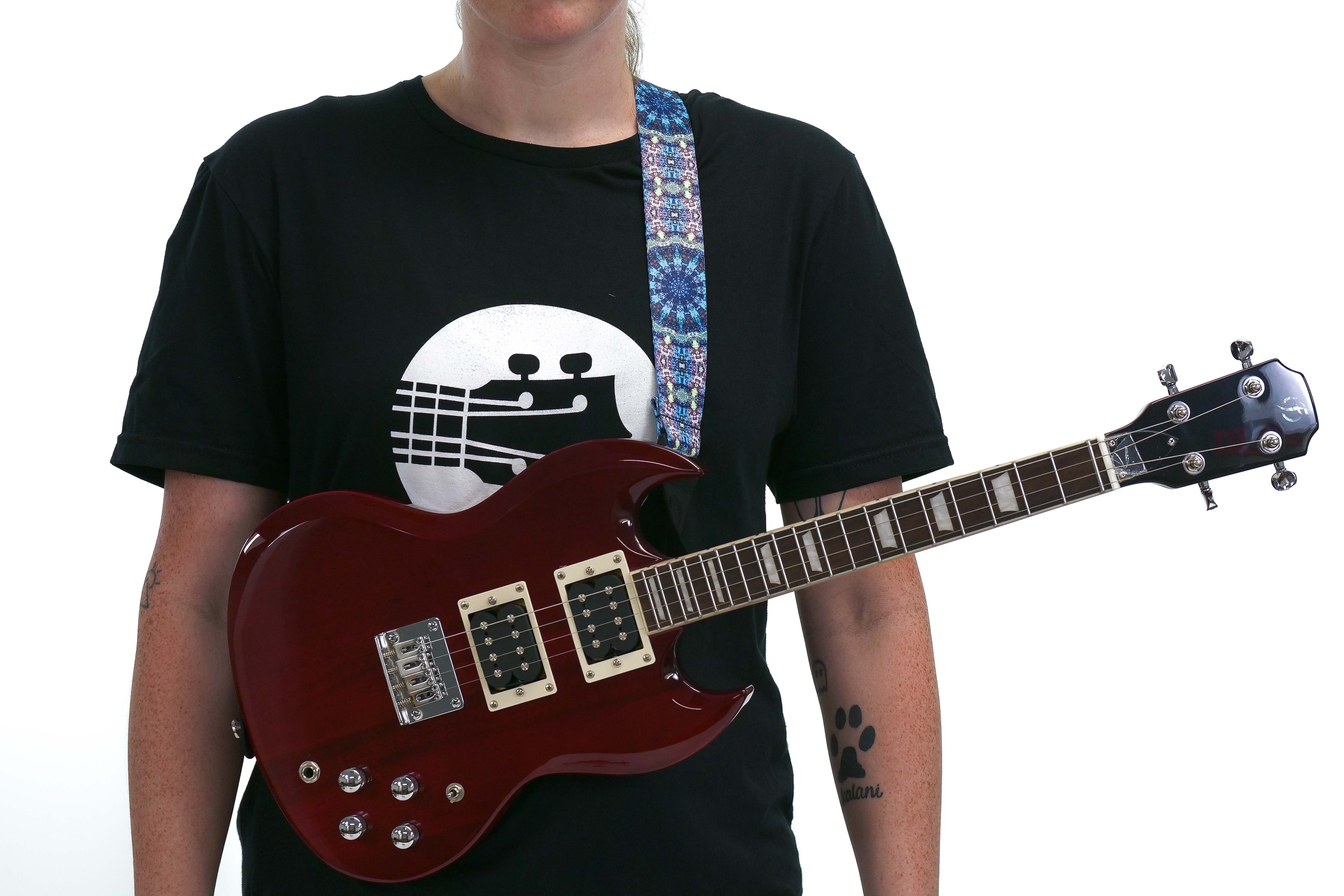 Terry Carter Music Store 1.5 Inch Poly Ukulele and Guitar Strap - Blue Kaleidoscope