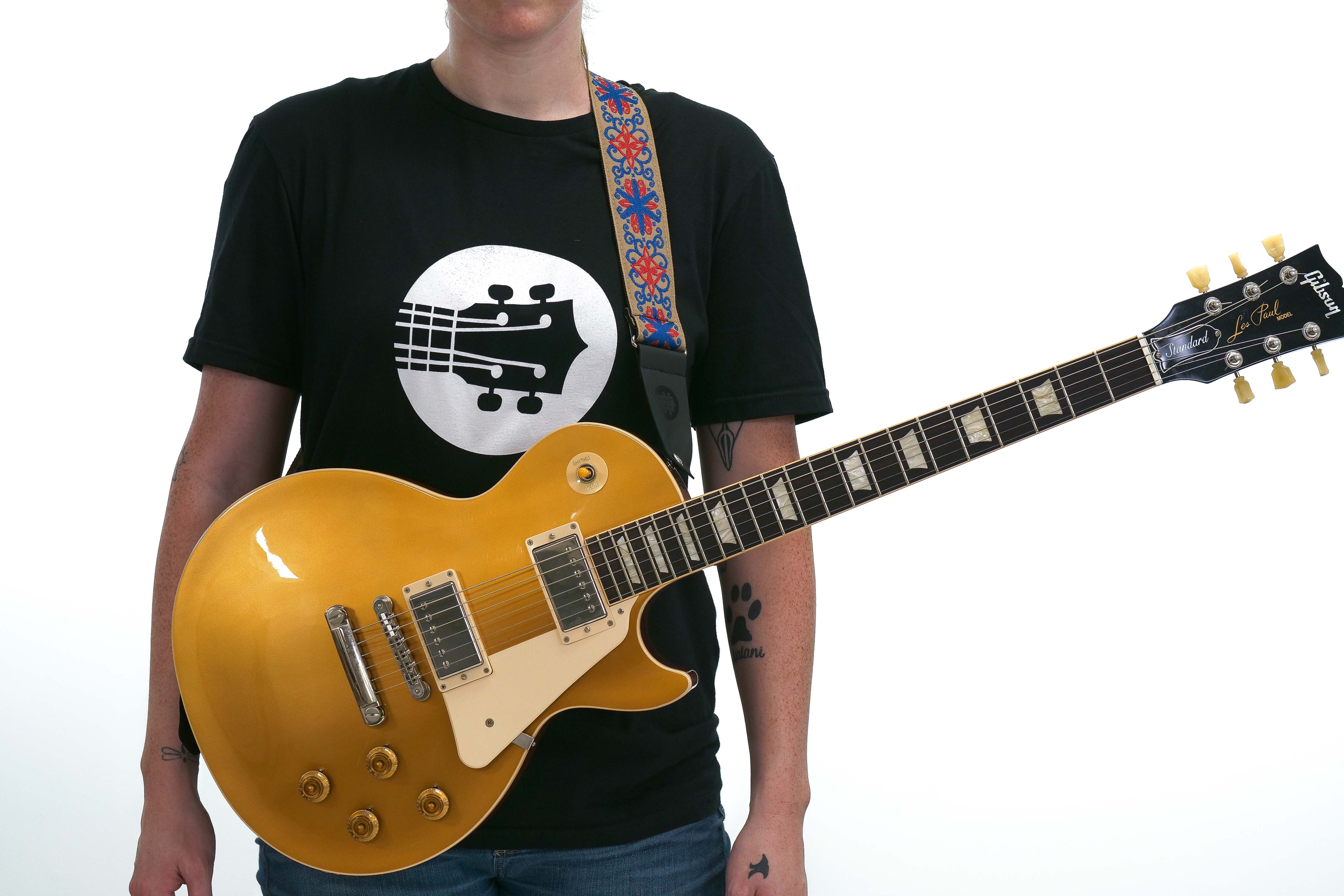 Terry Carter Music Store 2 Inch Deluxe Jacquard Guitar and Ukulele Strap - BLUE/RED WITH BLUE SPINNER