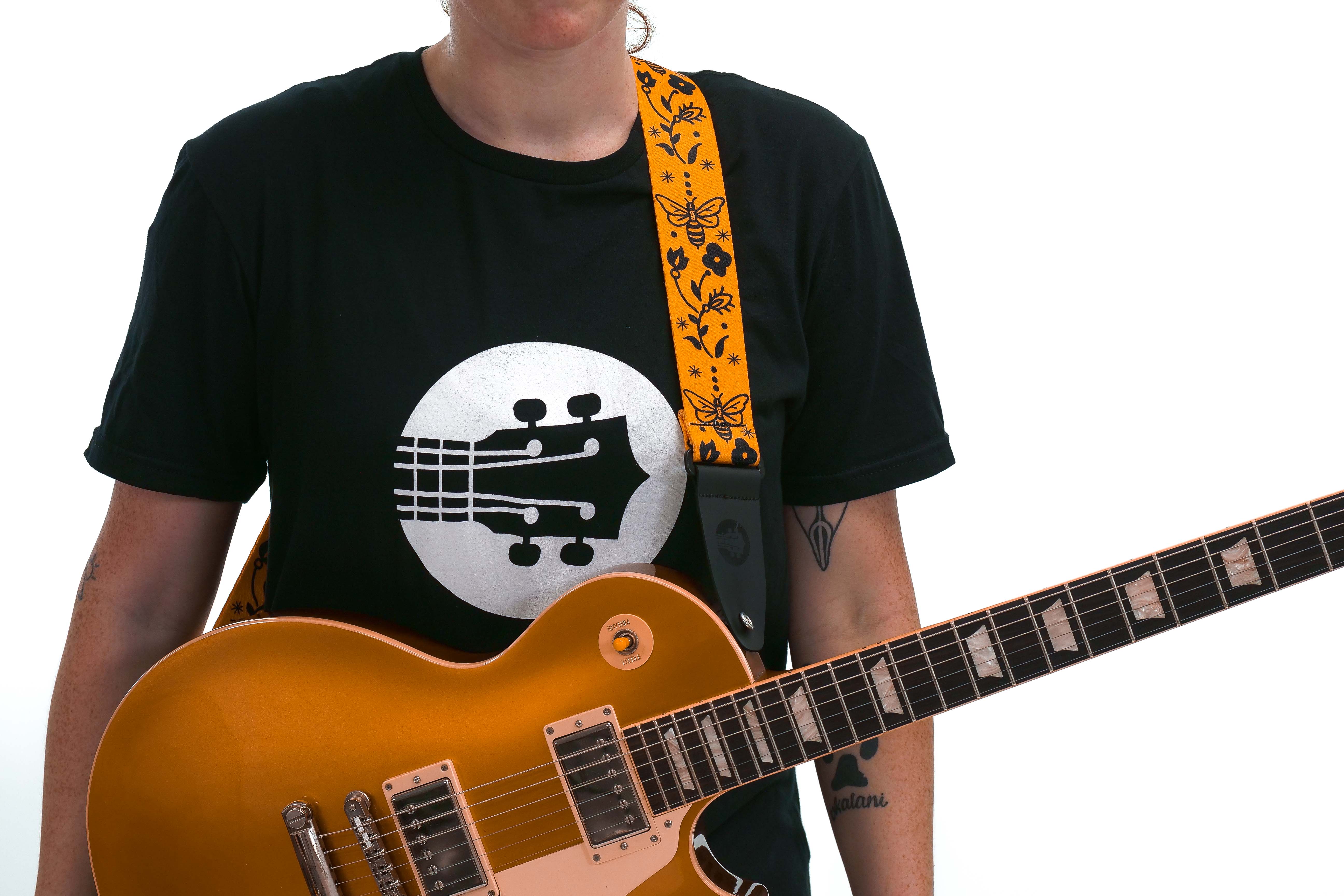 Terry Carter Music Store 2 Inch Sublimation Guitar and Ukulele Strap - YELLOW/BLACK BEES